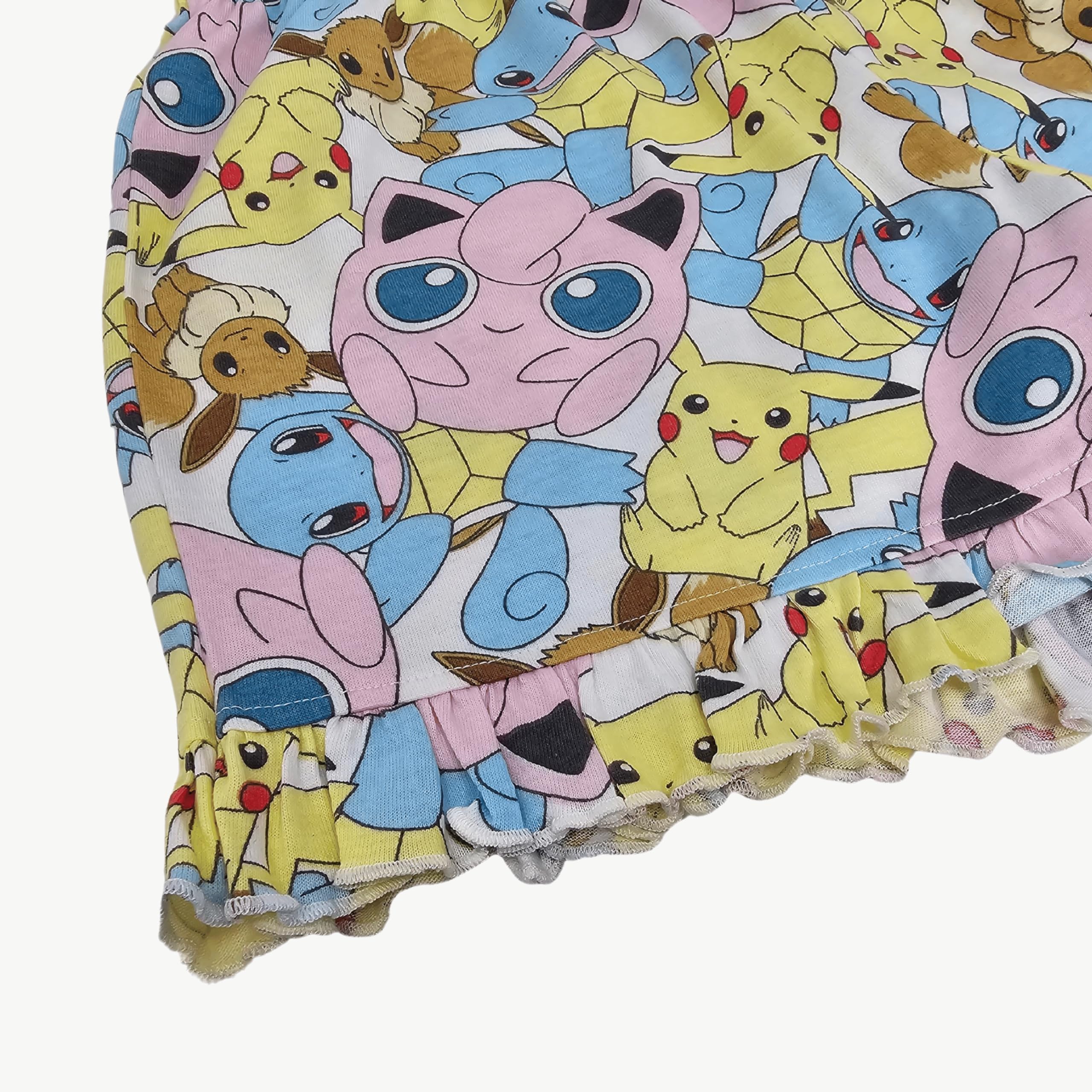 Pikachu & Eevee Maniche a Balze Ragazze 100% Cotone Set Pigiama Corto 5-14 Anni