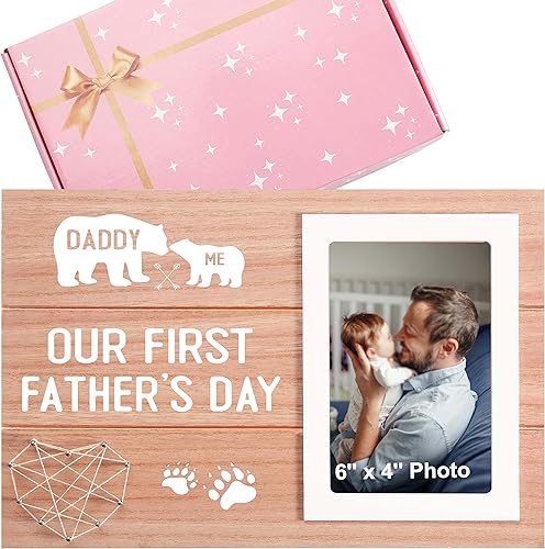 Regalo del Primer Día del Padre para Papá de Bebé, Hija, Hijo - Regalos de Marco de Fotos del Día del Padre para Papá Oso - Regalos para Papá Nuevo