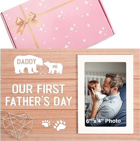 2025 First Father's Day Gift for Dad from Baby Daughter Son-Father's Day Picture Frame Gifts for Bear Daddy-New Dad Presents-Bear Daddy Photo Frame Presents