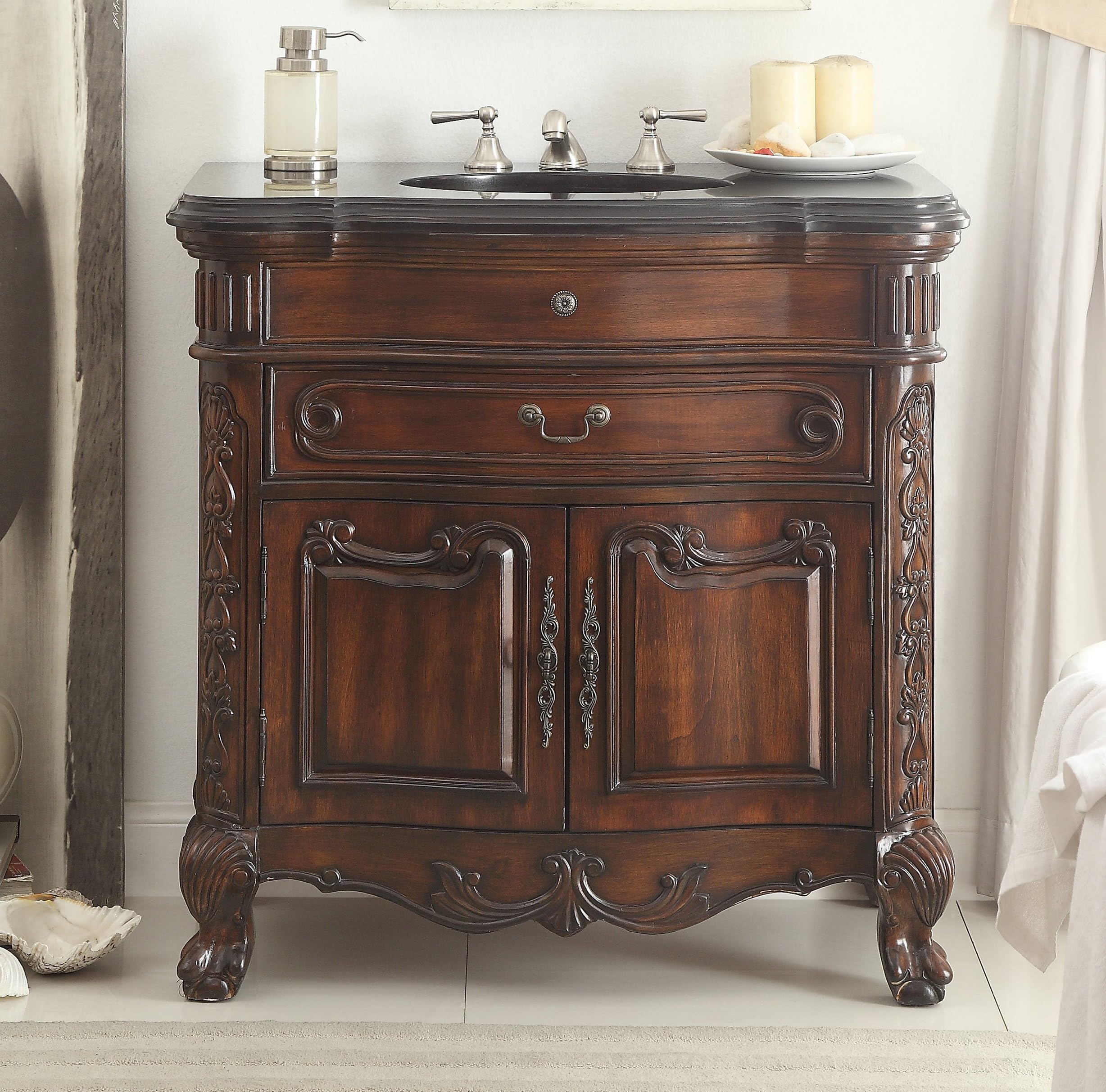 Traditional Dark Wood Bathroom Vanities Serenity 72" Solid Wood