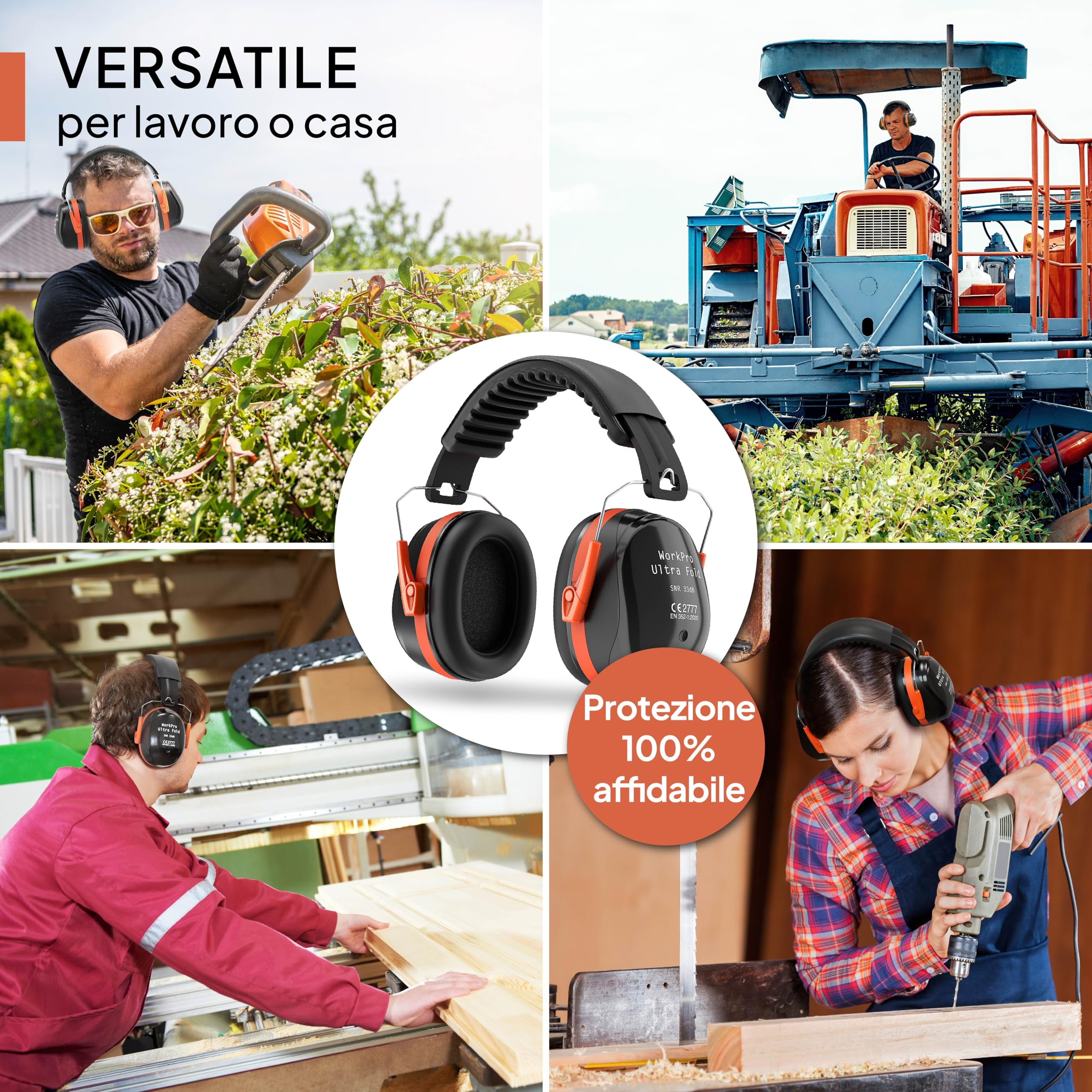 Senner ® WorkPro Ultra | Cuffie Antirumore per Lavoro e Tempo Libero – Paraorecchie di Sicurezza Regolabili, Cancellazione del Rumore, SNR 33-34 dB, Protettori Auricolari CE, Unisex