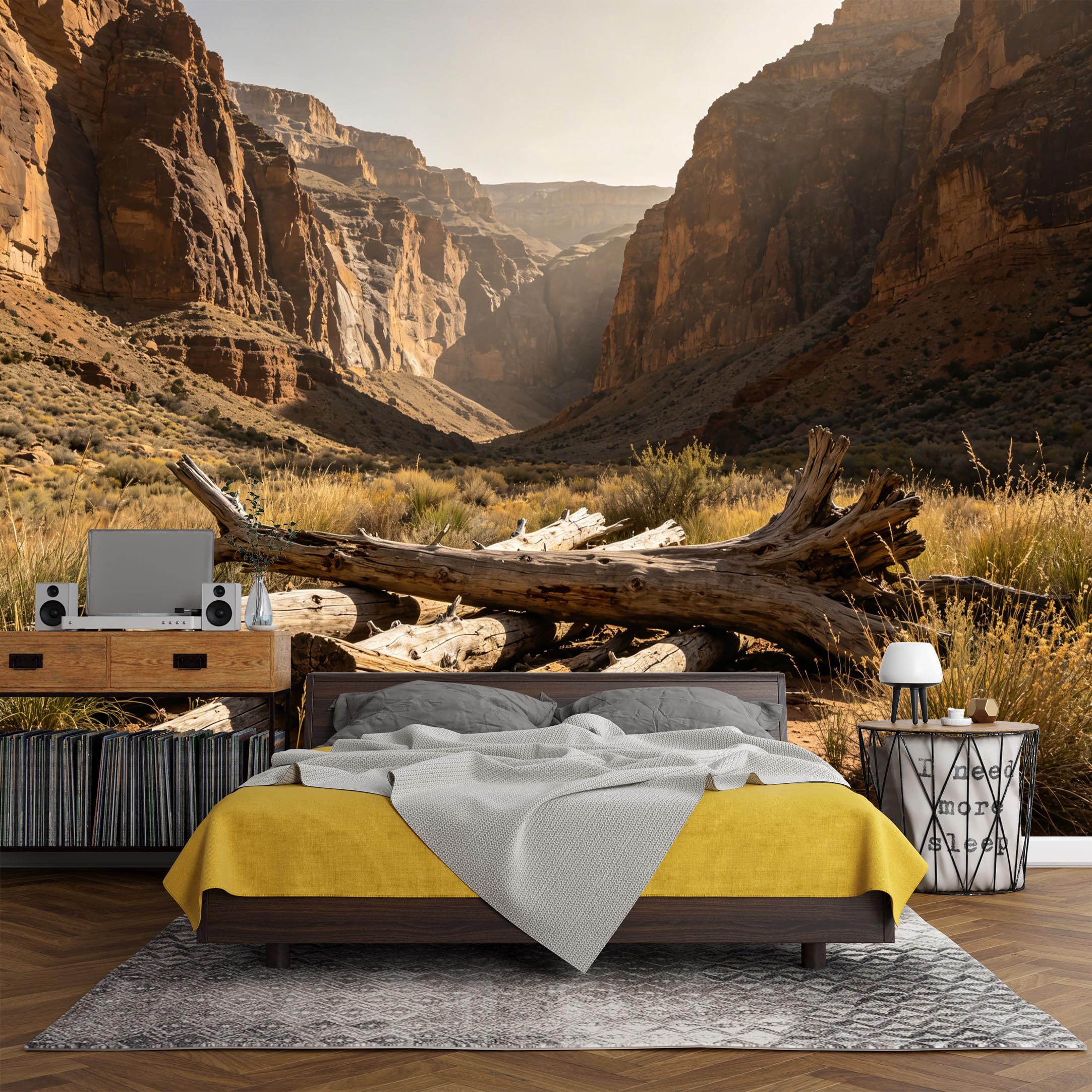 Custom Size Wall Mural， Western Canyon Desert Landscape Rocky Cliffs Nature Scenery，SelfAdhesive Art Prints wall Fabric(No PVC) Removable Wallpaper Living Room Decor