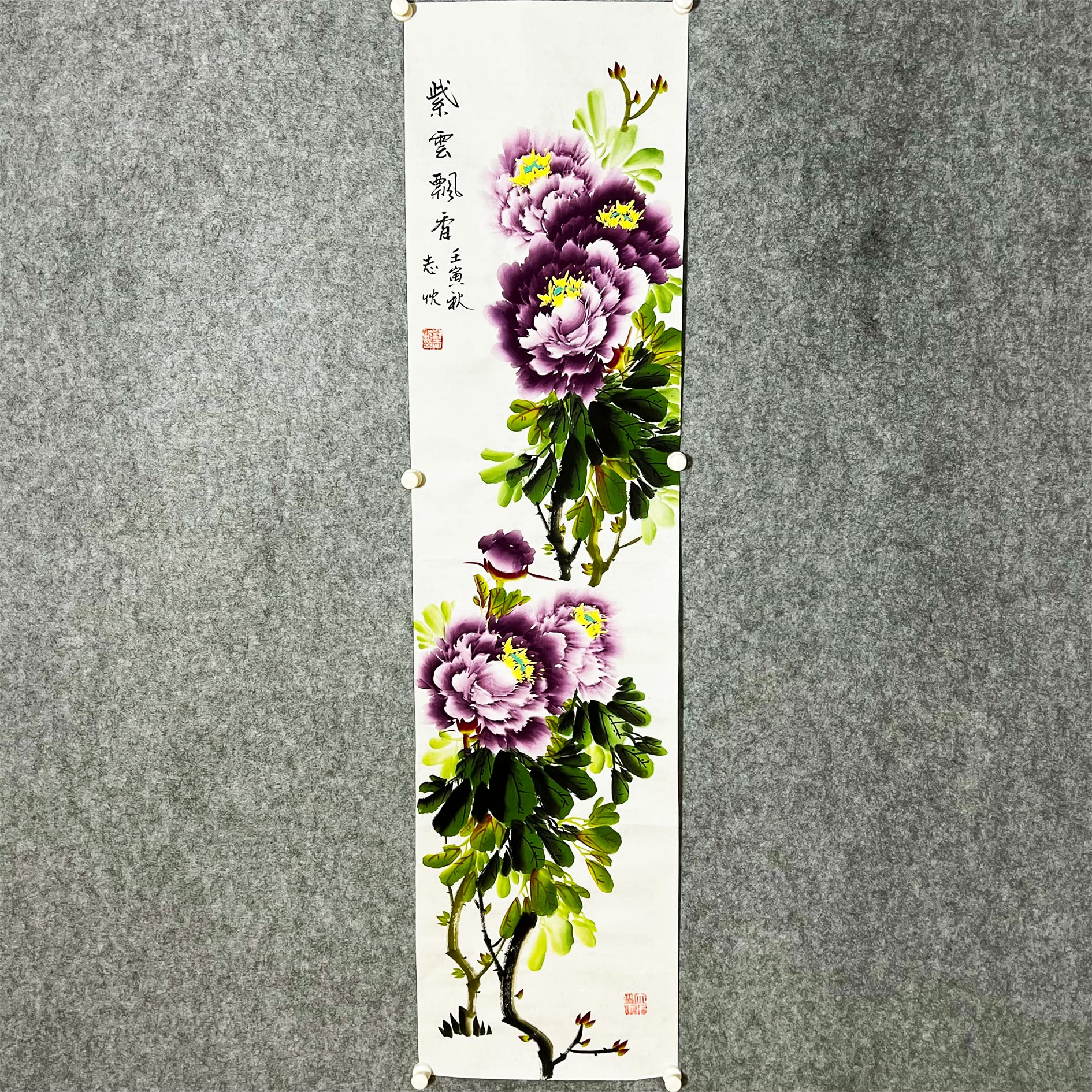 Amazon | インテリア牡丹四屏風、牡丹、花鳥画、中華風、水墨画 