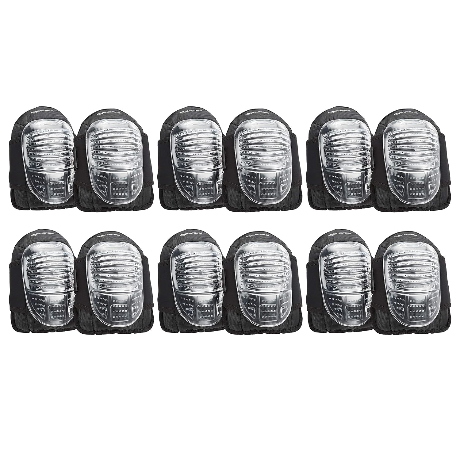 AmazonCommercial Hard Cap Gel Knee Pads, 10.5 in, Clear, 6 pair
