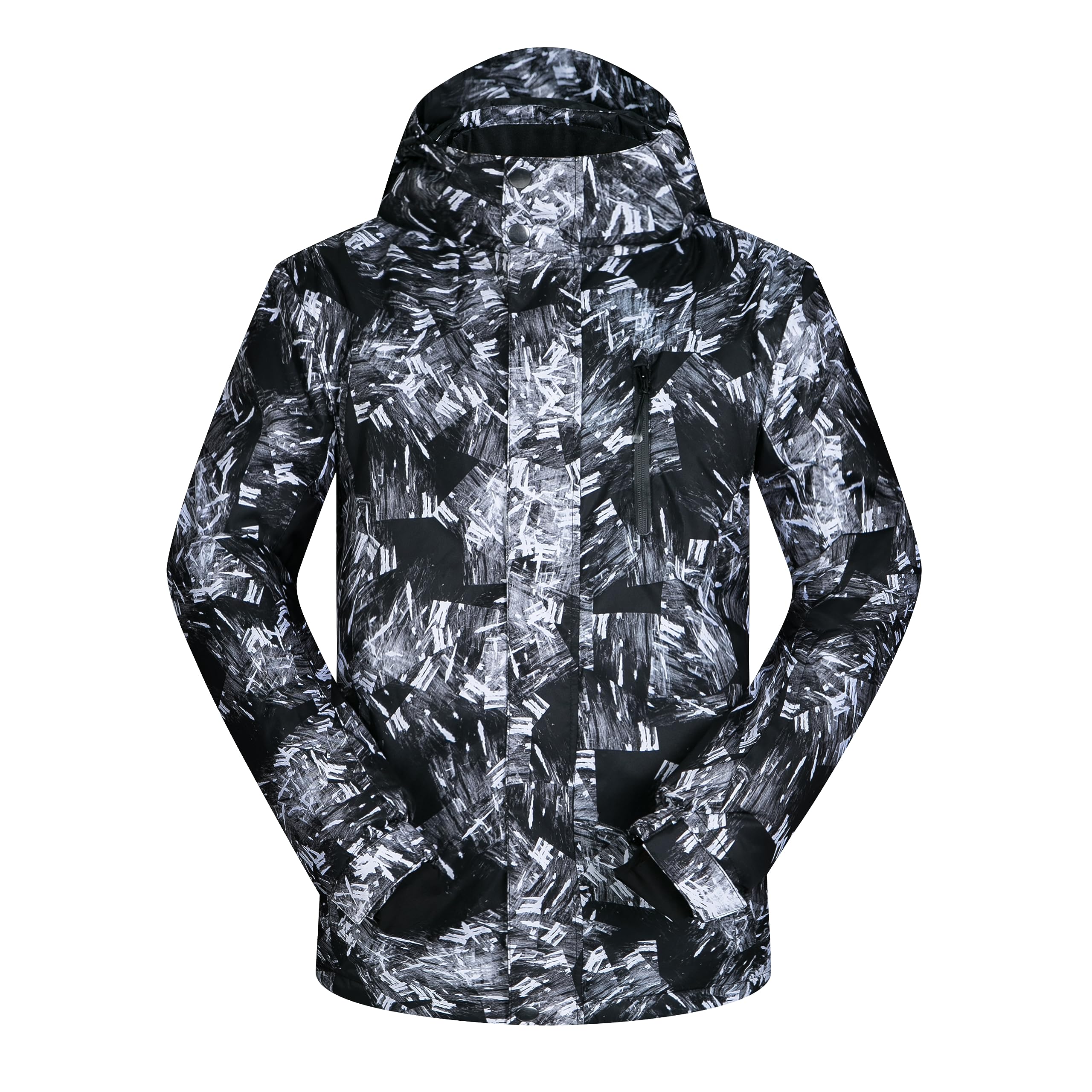 Conjunto de chaqueta y pantalones de esquí para hombre, impermeable, resistente al viento, abrigo de nieve con capucha, 2 piezas, trajes de snowboard, Negro -, Small