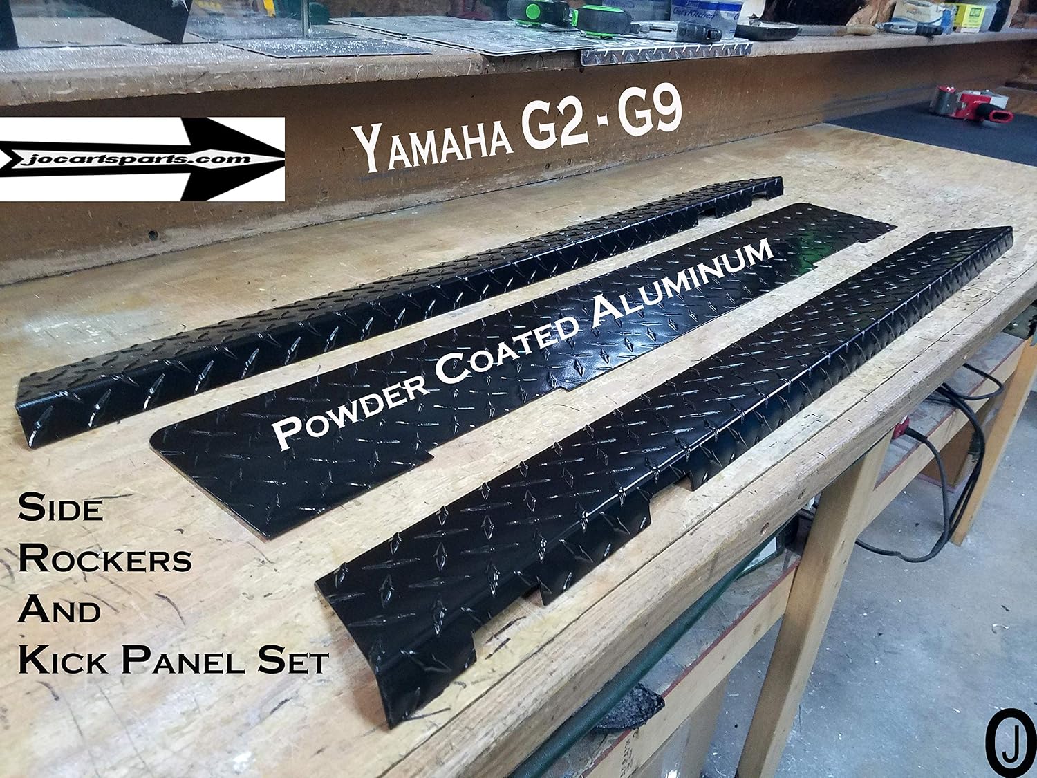 Fits Yamahaa G2/G9 Golf Cart Black Powder Coated Aluminum Diamond Plate Side Rockers and Kick Plate Set