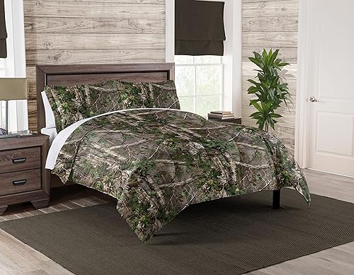 Northwest Realtree - Juego de edredón y funda de almohada, tamaño King, camuflaje verde Realtree Xtra