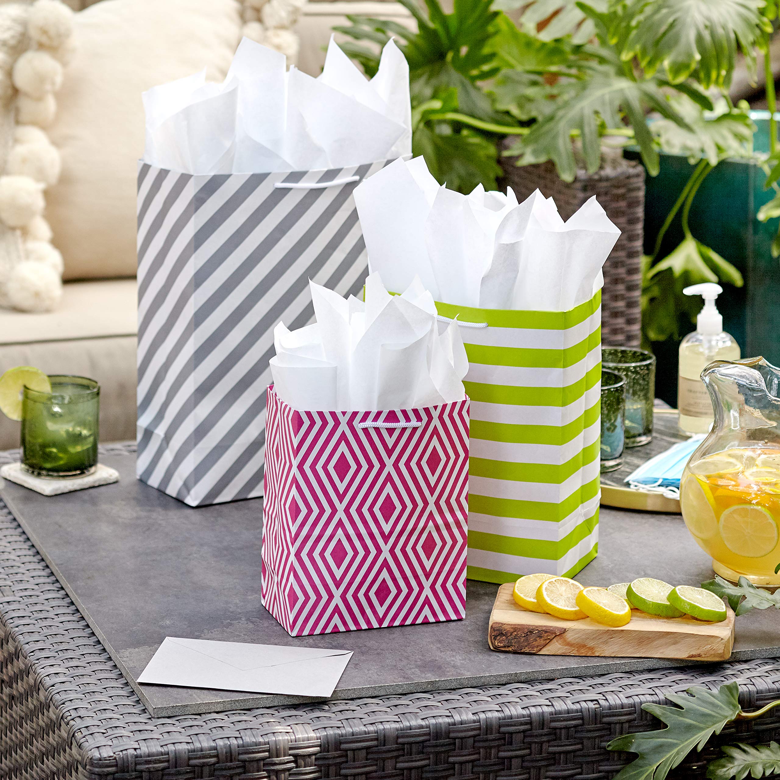 Hallmark Pastel Gift Bags in Assorted Sizes (Pack of 12-5 Medium 8", 4 Large 11", 3 Extra Large 14") for Baby Showers, Bridal Showers, Birthdays, Easter