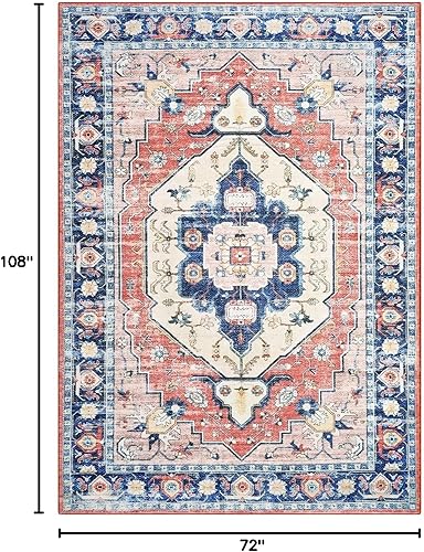 Miniatura 147 de COZYLOOM Alfombra de área de 2 x 6 pies, tribal, envejecida, para entrada, medallón vintage, alfombra para interiores, alfombra de pelo bajo, suave