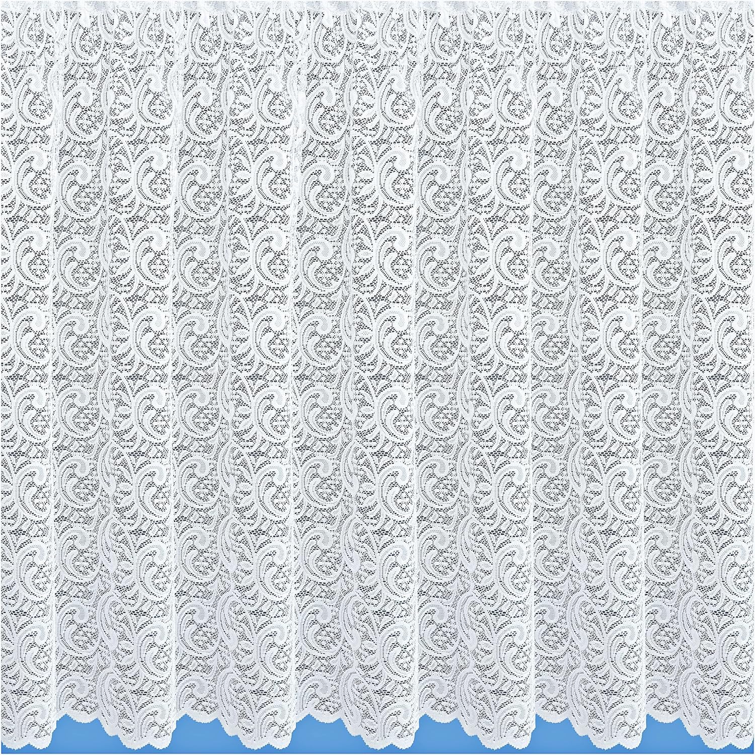 Maple Textiles White Net Curtain, Seychelles Waves Design Lace Curtain, Cut To Width Sold By The Metre (81" (205Cm) Drop)