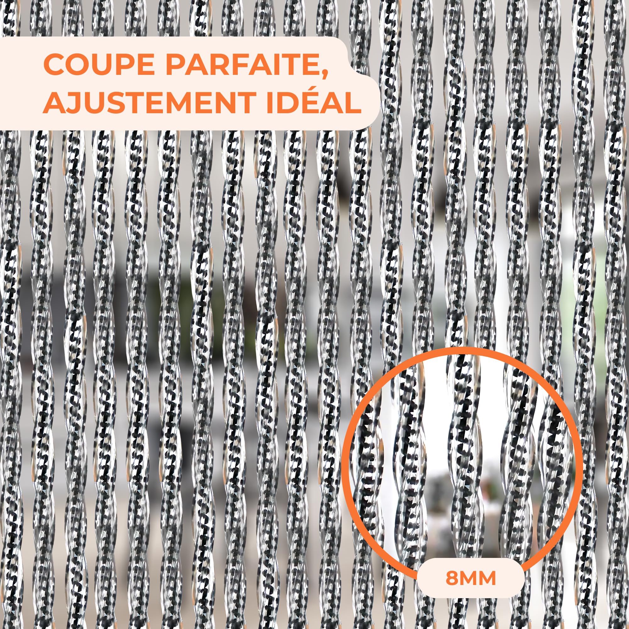 Rideau de porte luxe Orchidea noir, différentes tailles, 100 x 220 cm