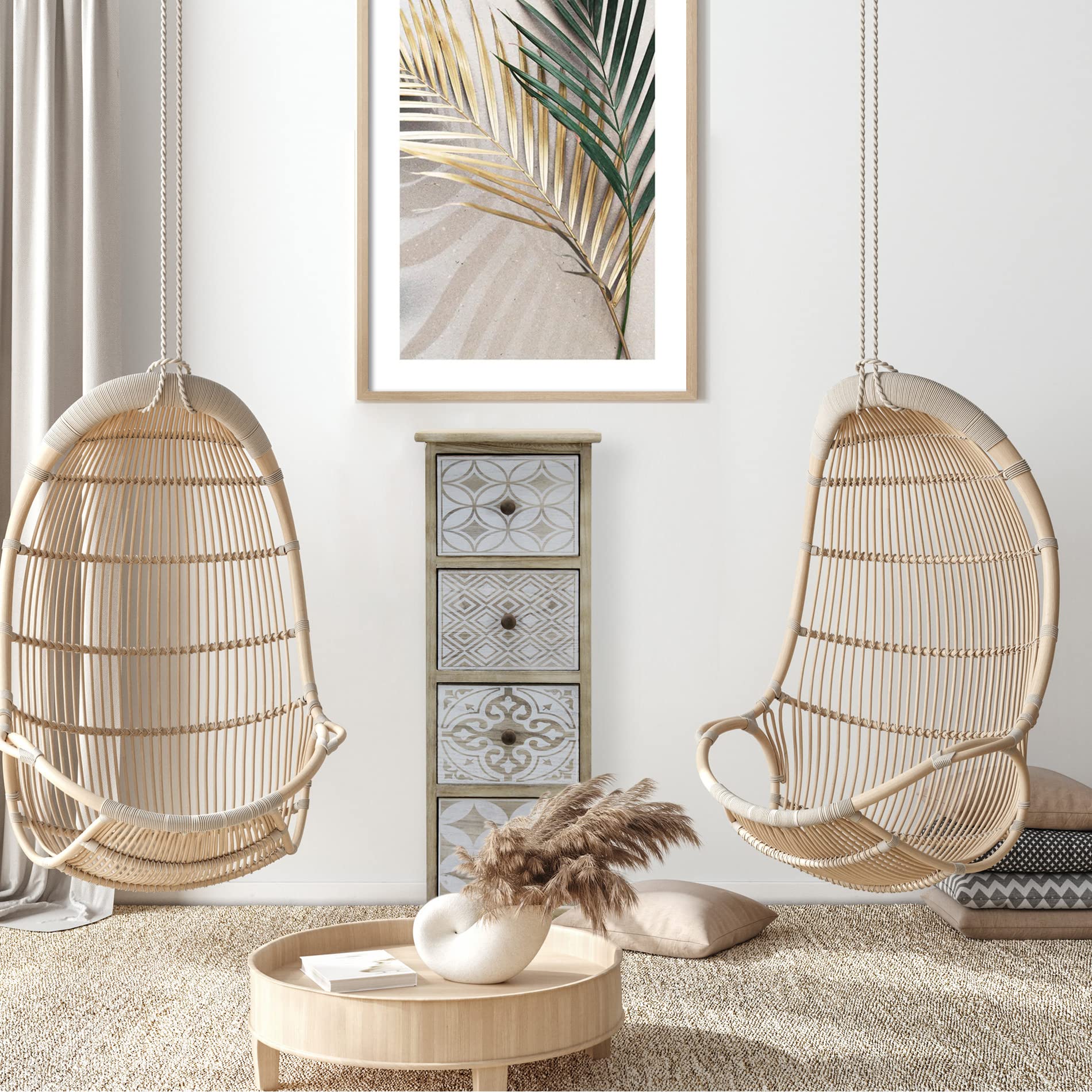 Rebecca Mobili Kleine Kommode, Aufbewahrung 4 Schubladen, Weiß Beige Holz, Vintage-Stil, Einrichtungsgegenstände - Maße: 80,5 x 29 x 25 cm (HxLxB) - Art. RE6536