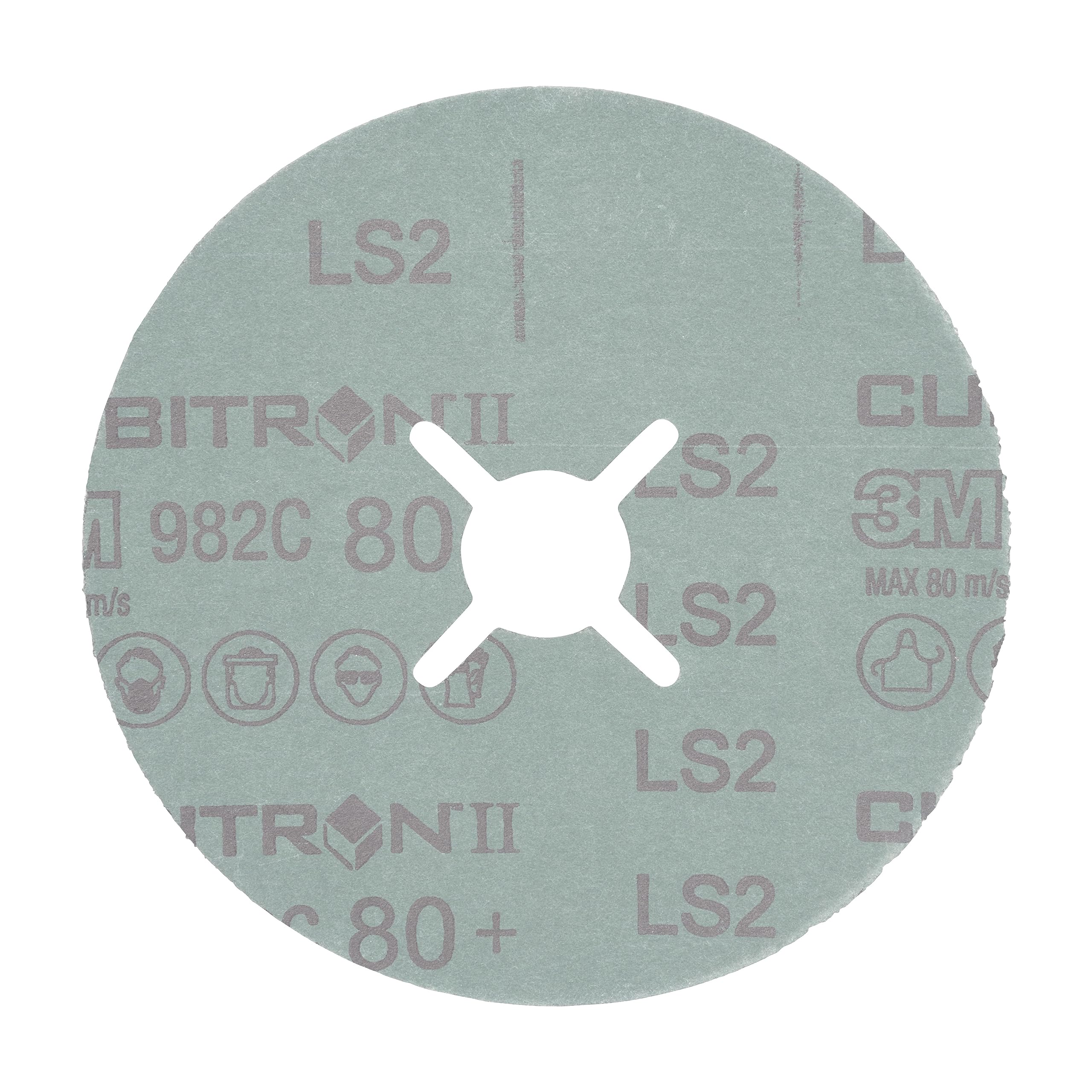 3M Cubitron II Disco de Fibra 982C, 125 mm x 22 mm, 80+ Ranurado, 4 x 25 Discos/Caja