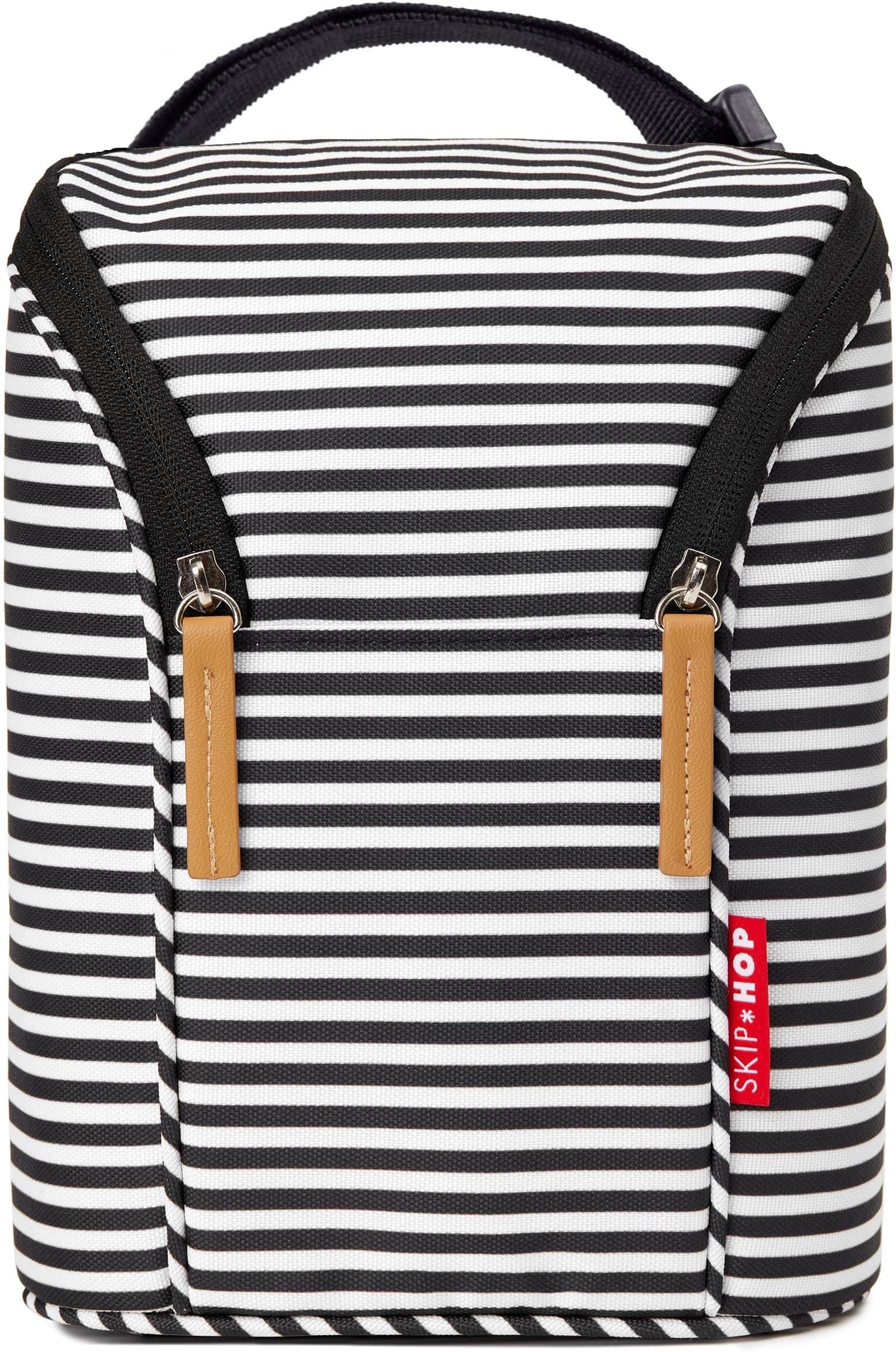 Skip Hop Insulated Breastmilk Cooler And Double Baby Bottle Bag, Black &amp; White Stripe (Pack of 12)