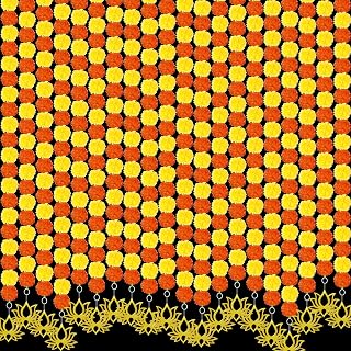 12pcs Marigold Garland with Pendant for Decoration 5 Ft Artificial Marigold Flowers Orange Yellow Diwali Decorations Indian Garland Decor for Pooja, Diwali, Rangoli, Wedding (Lotus)