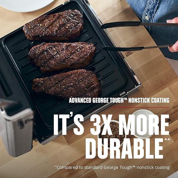 George Foreman Smokeless - Digital Smart Select, Family Size (4-6 Servings), Stainless Steel, GRD6090B