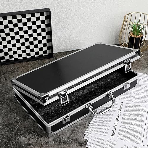Miniatura 7 de Homoyoyo Caja de herramientas de aluminio de 14 pulgadas, estuche de transporte portátil con maletín de metal de espuma, caja de herramientas con