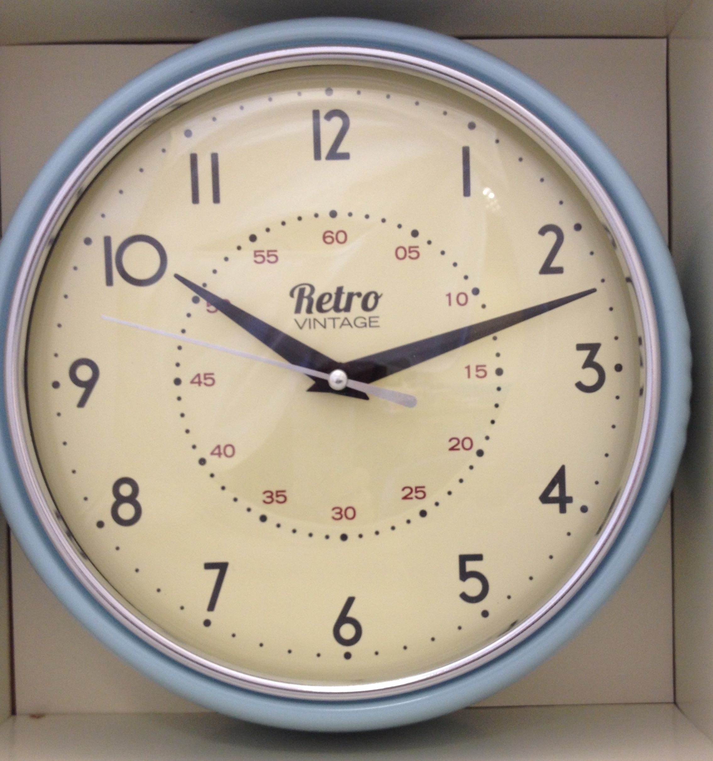 SHABBY CHIC RETRO STYLE KITCHEN WALL CLOCK BLUE