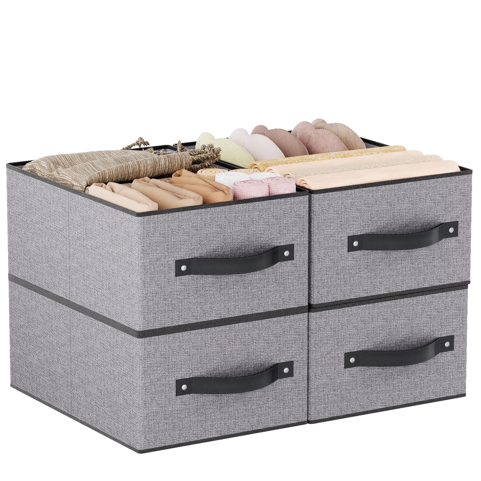 YheenLf Faltbare Aufbewahrungswürfel, Dekorative Aufbewahrungsboxen mit deckel, Griffen, zur Organisation von Regalen Schränken, für Kleidung