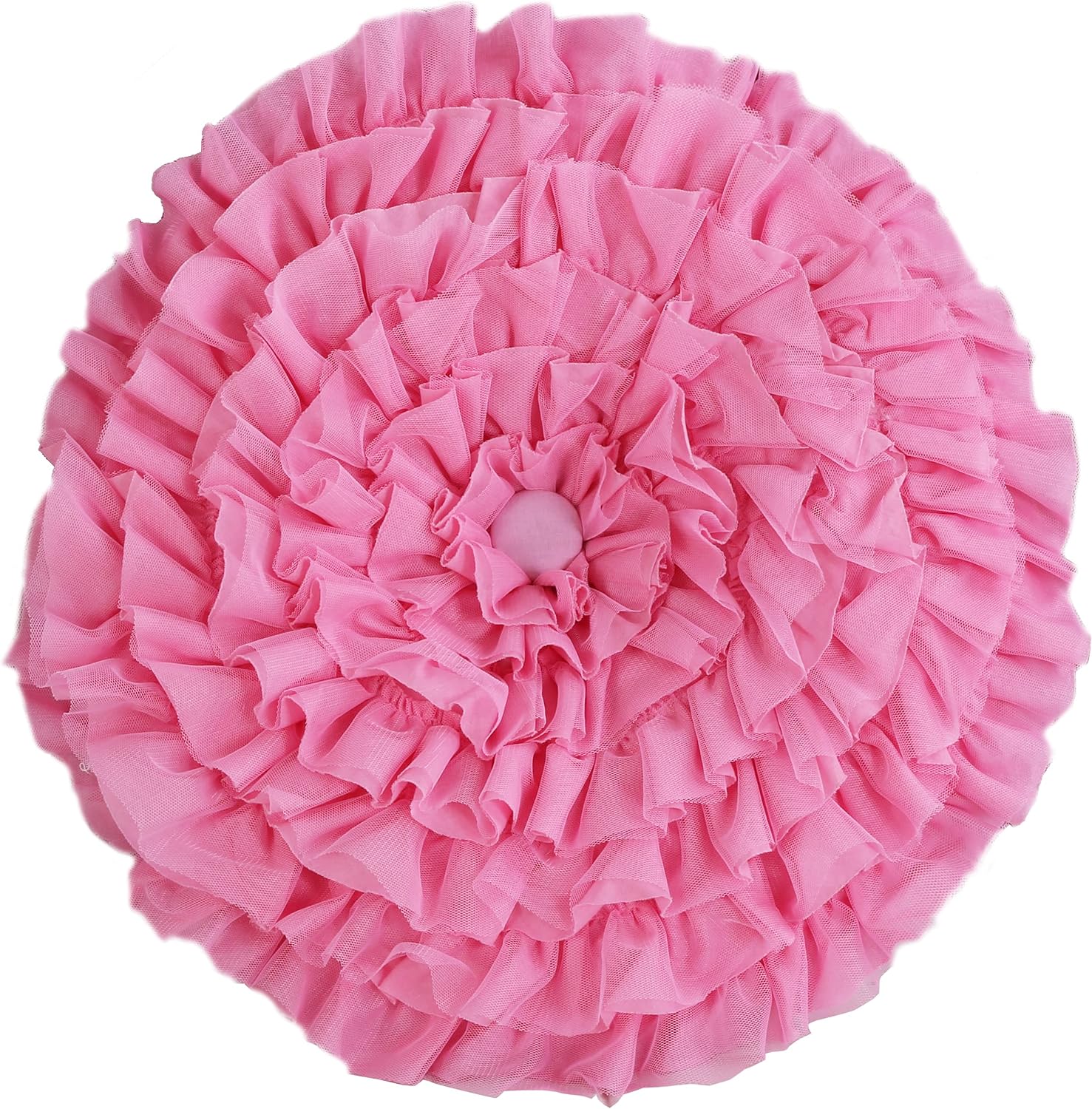 Cozy Line Home Fashions Ruffled Round Princess Girls Floral Décor Throw Pillow, Pink
