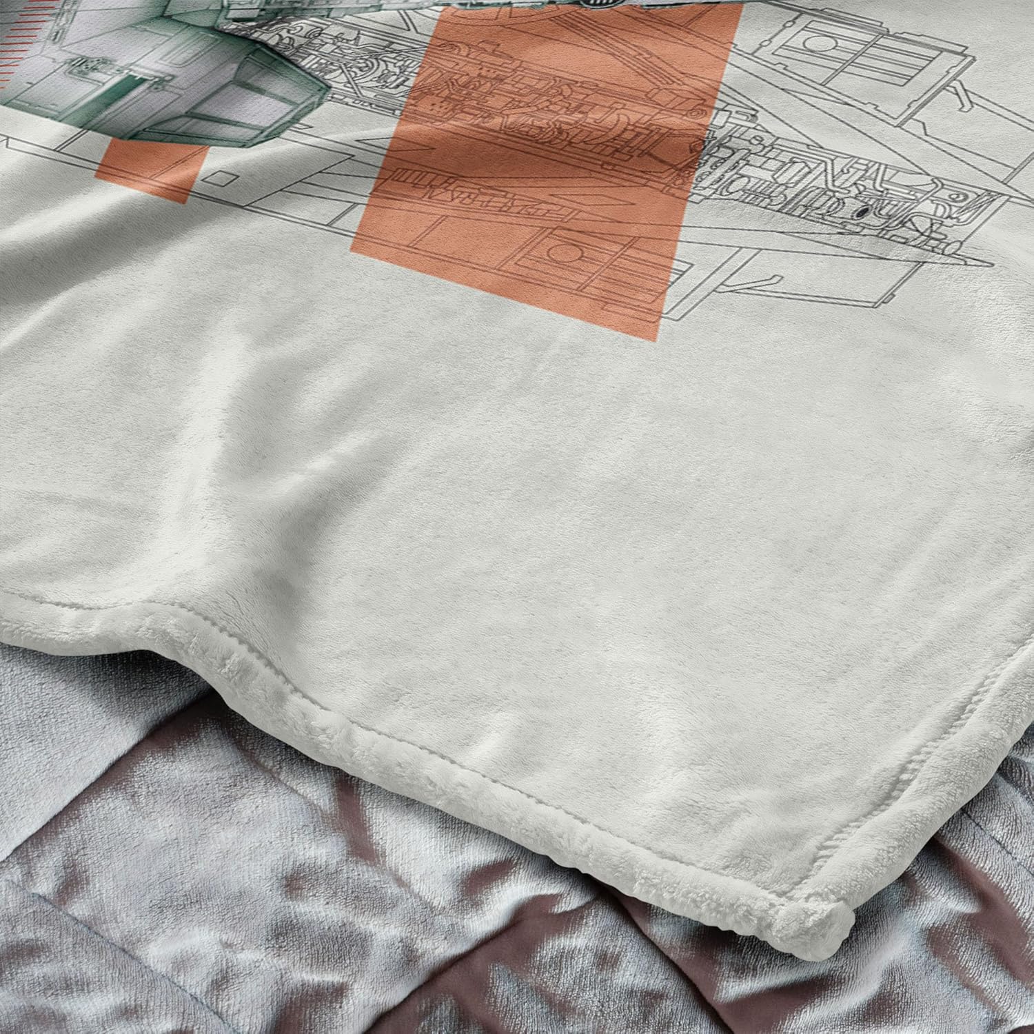 Star Wars Classic Millennium Falcon Blueprint Throw Blanket, Ultra-Soft Silk Touch Fleece, Lightweight Warm Galaxy-Themed Bedding for Kids or Adults, Cozy Couch, Bed, or Travel Blanket, 50 x 60 inches