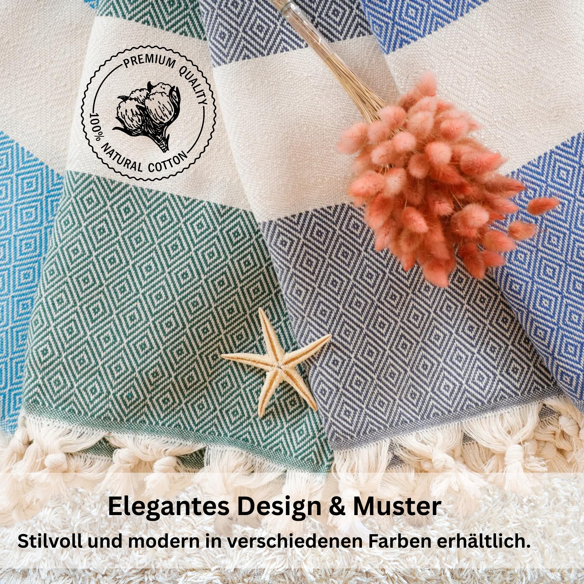 Sallder® Elmas Hammam Towel 100 x 180 cm, 100% Cotton, Sauna Towel & Beach Towel - Image 4
