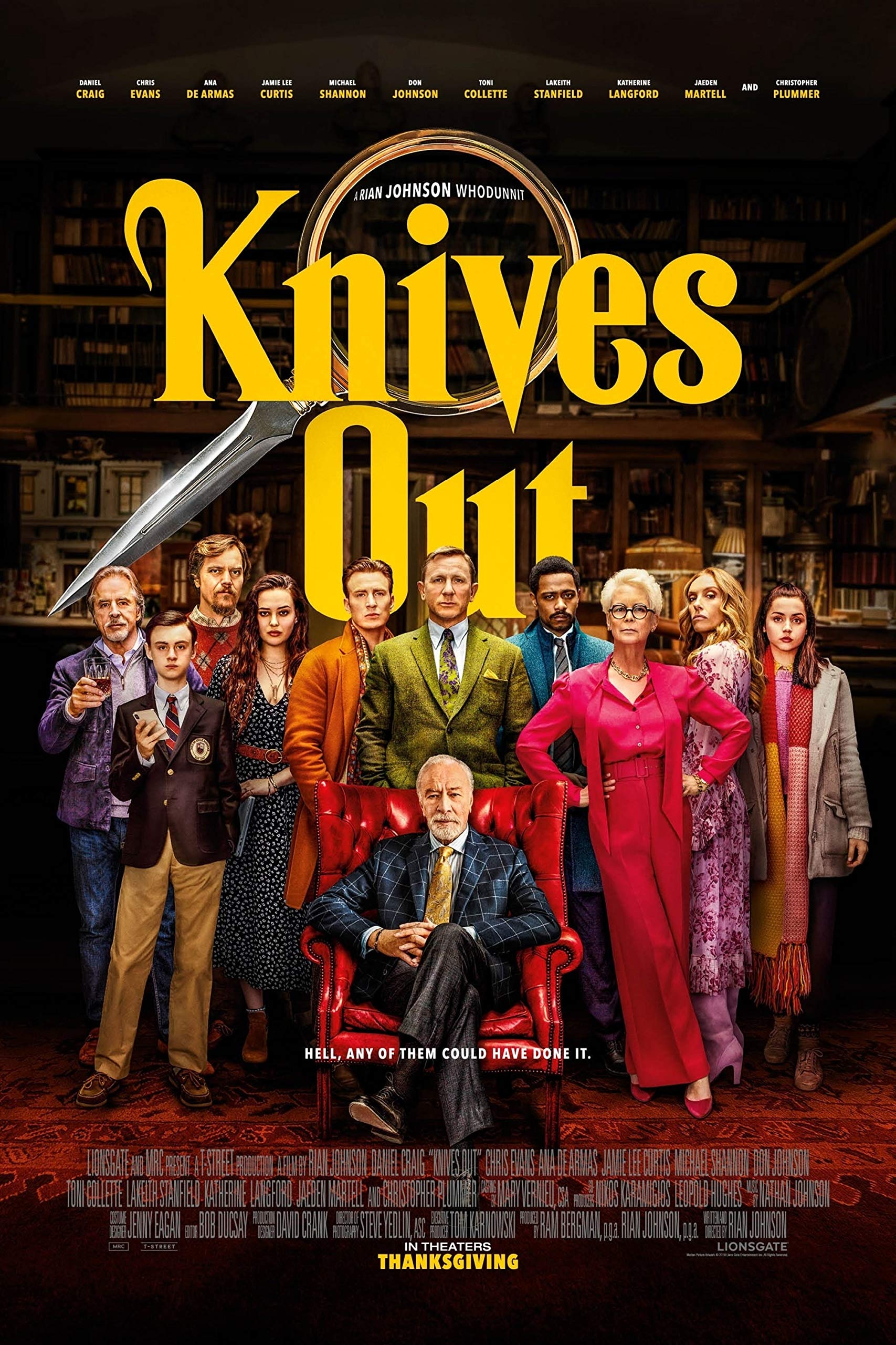 Craftylittlepenguin Knives Out Poster 2019 Print Unframed A3 A2 A4 Maxi Art Wall Art Home Decor Movies Cinema- 1828 (A2-420 x 594 mm)