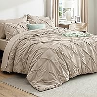 Vista 81 de Bedsure Juego de ropa de cama con edredón tamaño King Beige - Juego de ropa de cama en una bolsa de 7 piezas, juego de regalo GentleSoft™ con diseño