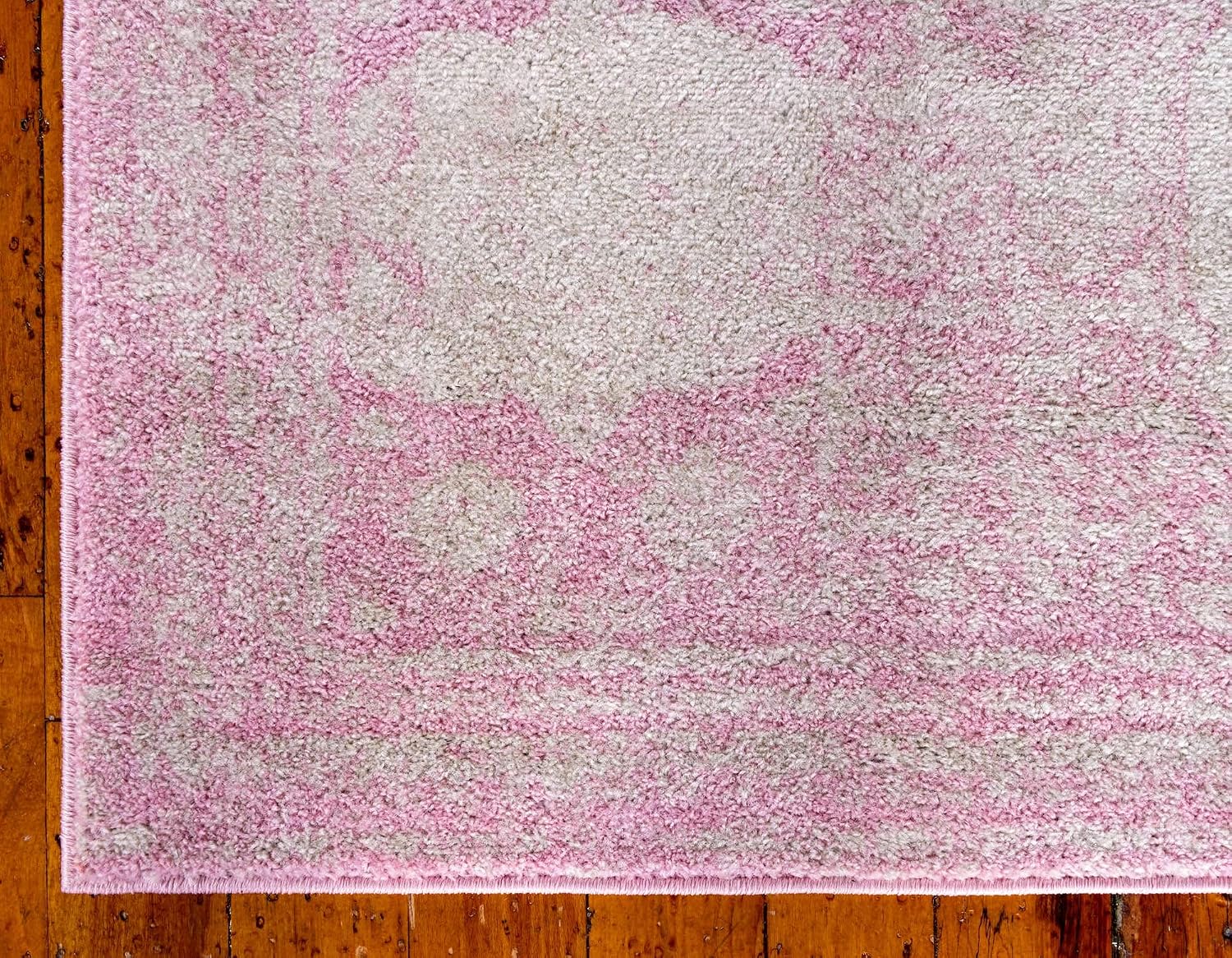Unique Loom Bromley Collection Area Rug - Wells (2' x 13' 1" Runner, Pink/ Ivory)