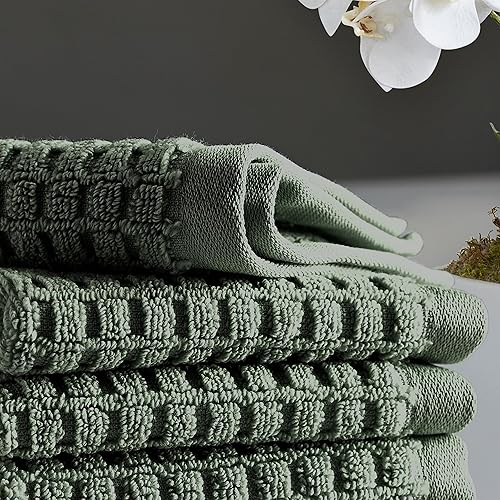 Miniatura 3 de DKNY Toallas 100% algodón de secado rápido, paquete de 6 paños de 12 x 12, musgo