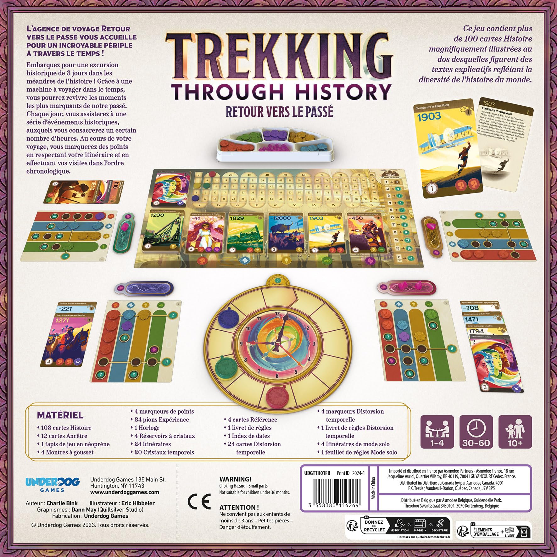 Asmodee - Underdog - Trekking Through History - Jeux de société - Jeu Familial à partir de 10 Ans - 1 à 4 Joueurs - 30 Min - Version française