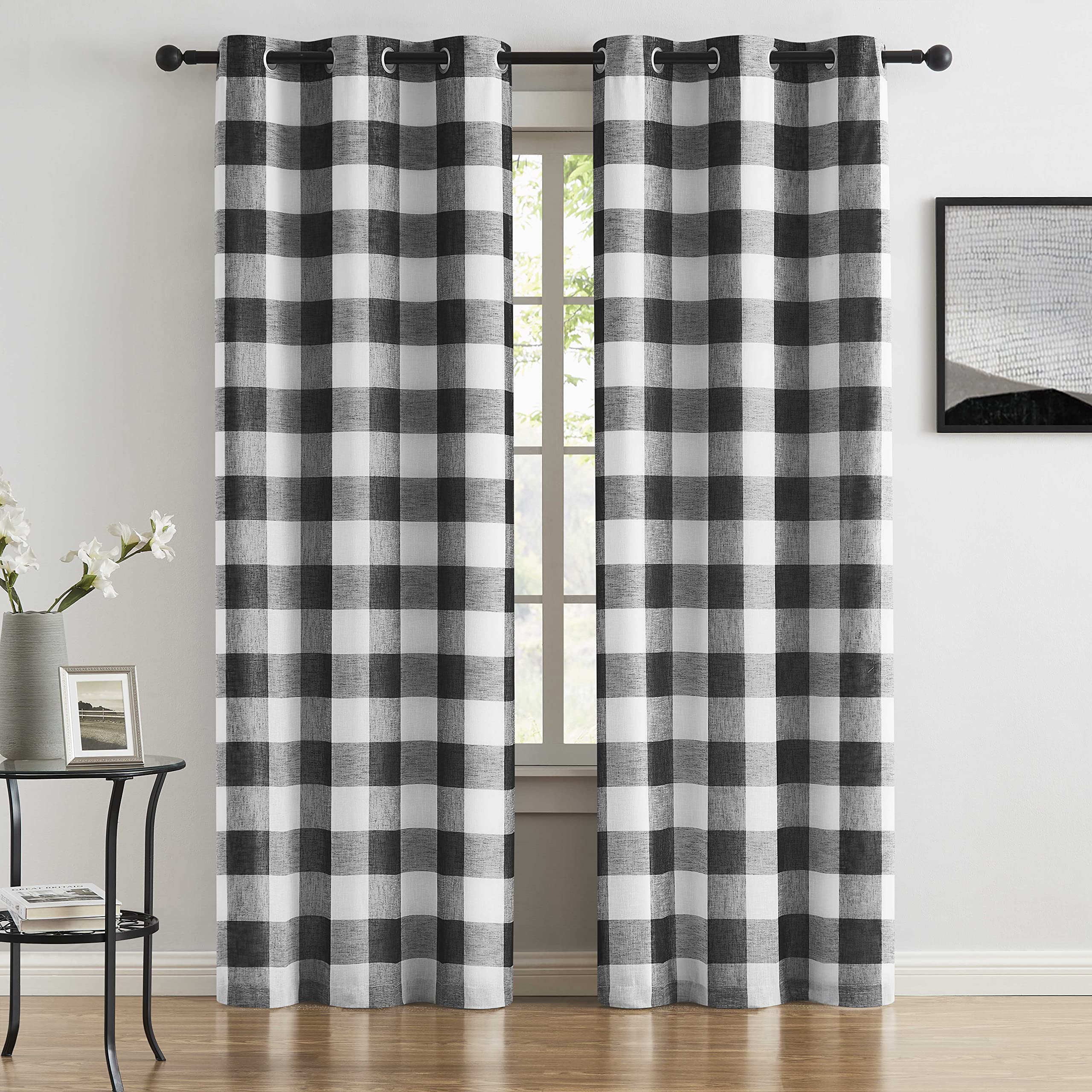 Bapawfish Buffalo Plaid Blackout Curtains