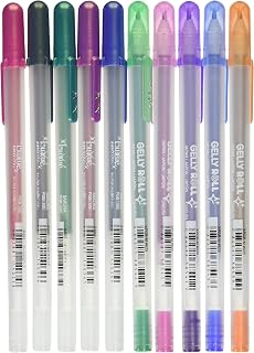 Pgb10c55 (Luxue-gold Pearl) & (Silver Shadow-silver Pearl) 10-piece Gelly Roll Blister Card Gel Ink Pen Set, 1.0 Mm, Assorted Colors