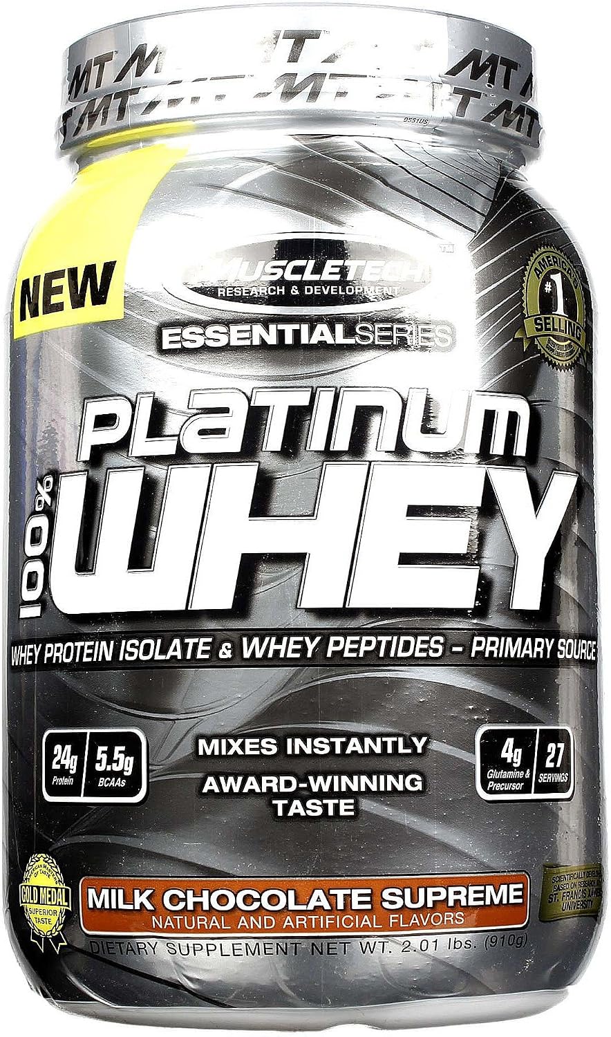 MuscleTech Platinum 100% Whey Protein Powder, Milk Chocolate Supreme, 2.01 lbs (910g)