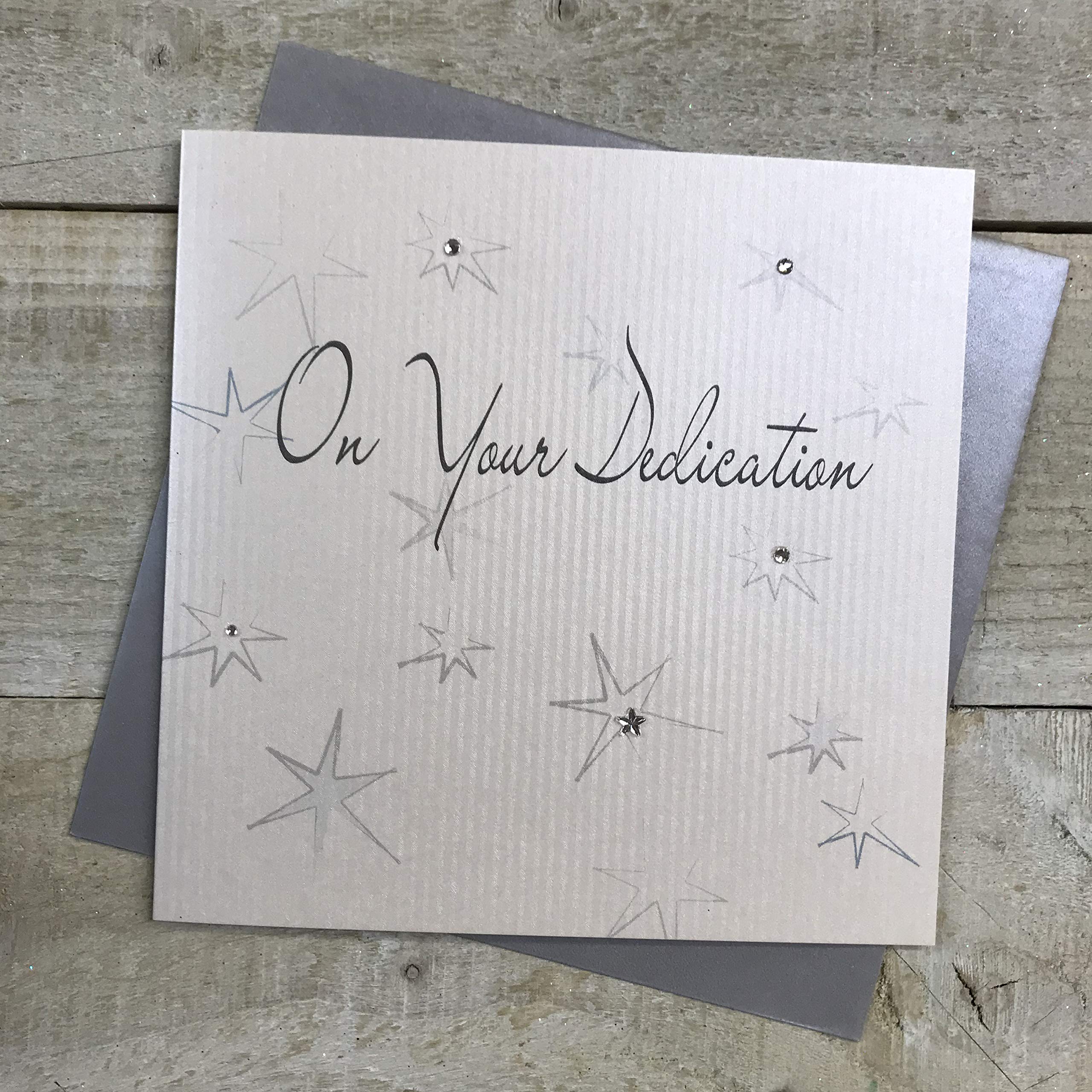 WHITE COTTON CARDSOn Your Dedication Stars Handmade Card, PD123