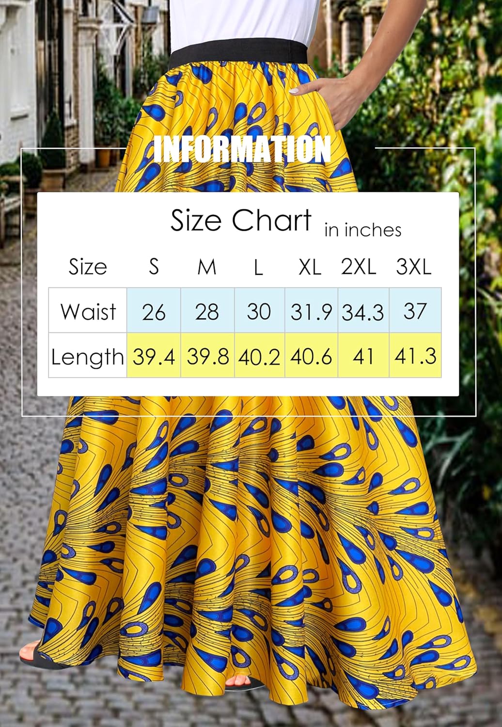 Afibi Women African Skirt Printed Ankara Maxi Skirt Dashiki Long Skirts with Pockets - Image 6