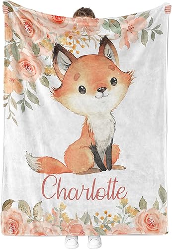Miniatura 4 de MDPrints Fox - Mantas de bebé personalizadas para niños, regalos de bebé personalizados con nombre, manta de bebé personalizada, regalo para niño
