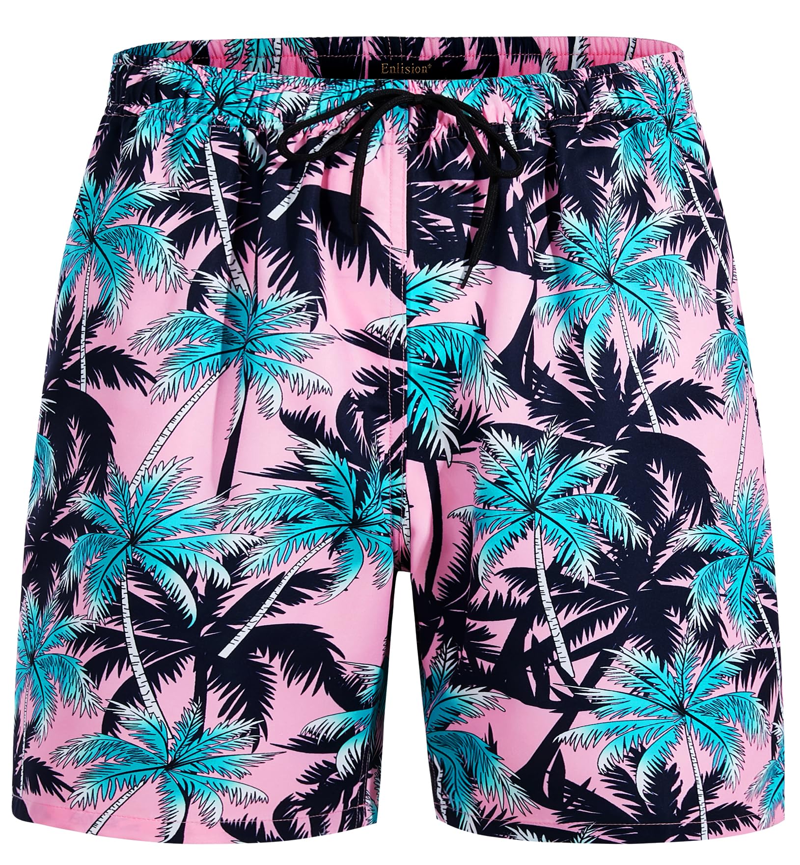 Enlision Bañador Hombre Pantalones Cortos Poliéster Secado Rápido Bañadores Surf Playa Hombre con 3 Bolsillos y Cordón Cintura Ajustable para Verano Hawaianos Mar Vacaciones Piscina Tallas S-3XL