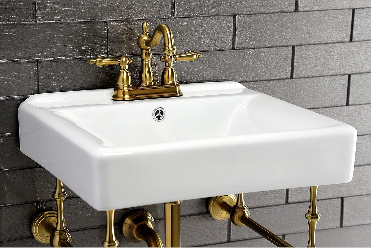 Kingston Brass KB1607AL 4 in. Centerset Bathroom Faucet, Brushed Brass
