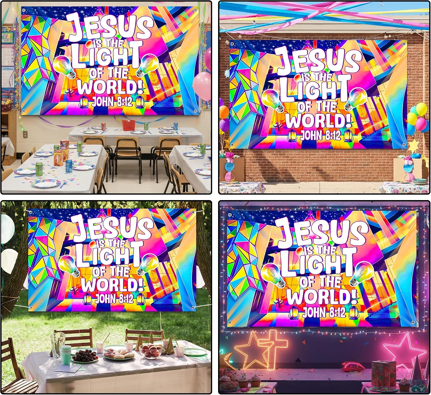 2026 VBS Decorations Backdrop Banner - 70.8 x 43 Inch Jesus is The Light of The World Verse Photography Background, Religious Vacation Bible Sunday School Christian VBS Decoration for Church Classroom