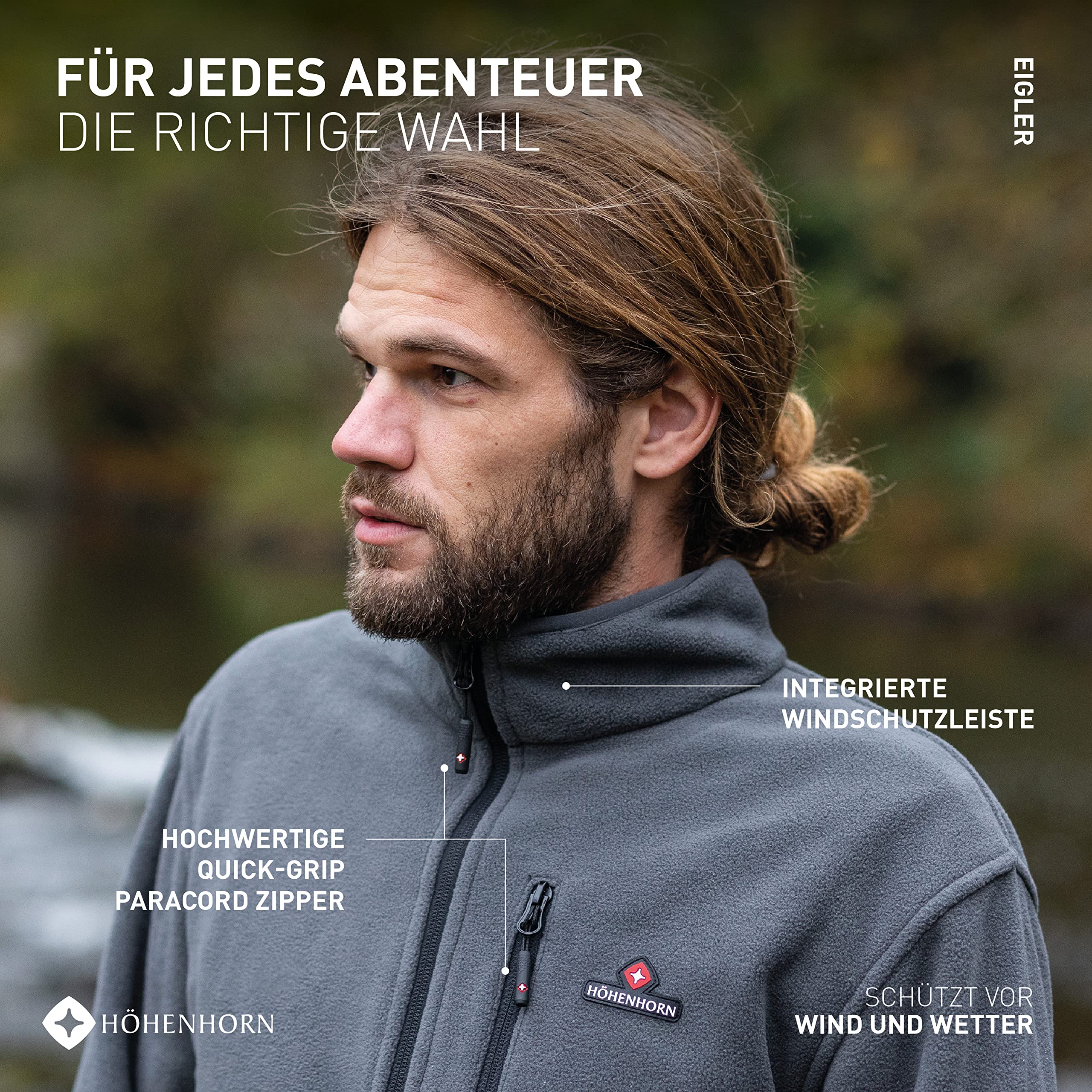 Höhenhorn Badus Chaqueta polar para hombre Cremallera completa Senderismo al aire libre Senderismo - 5