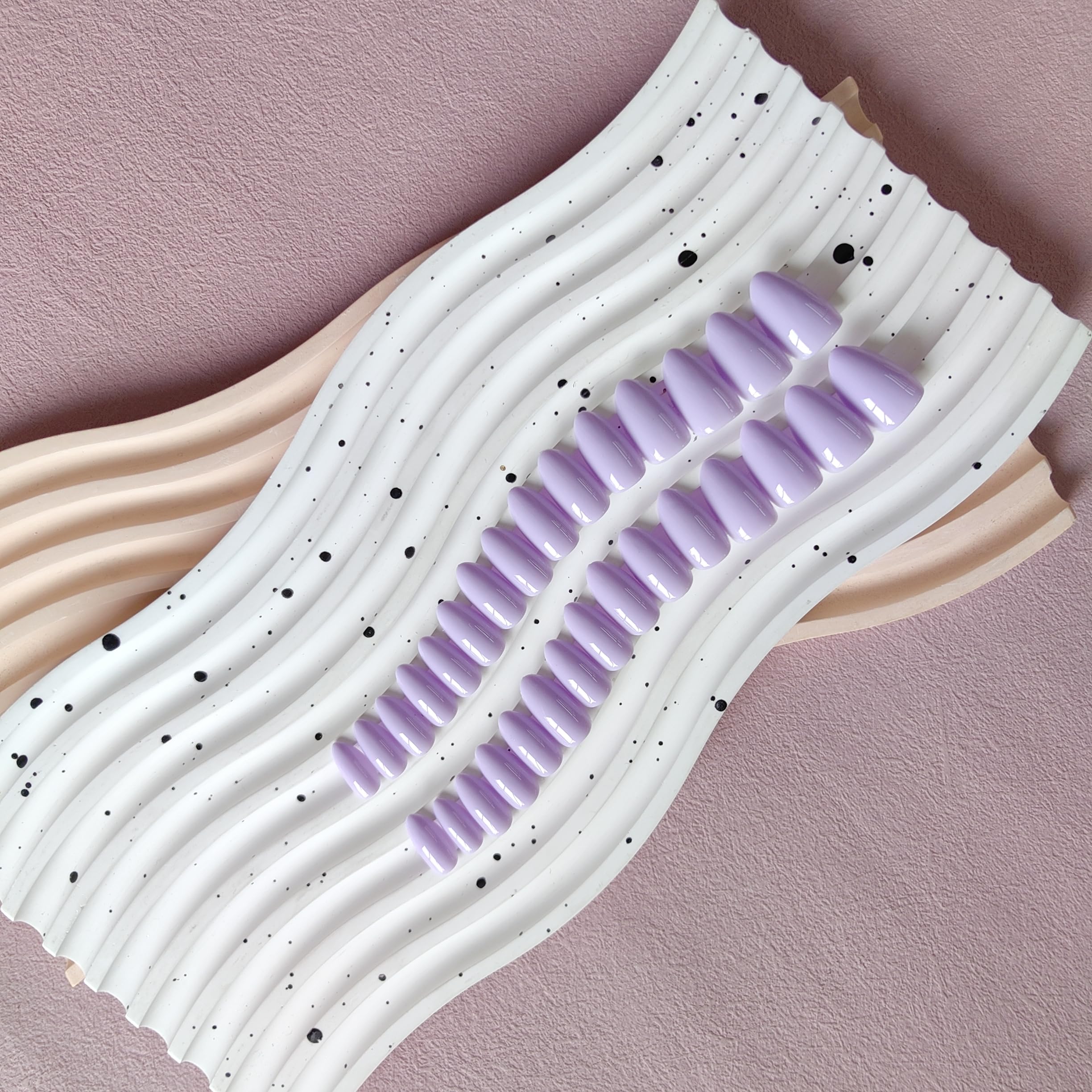 KQueenest Light Purple Press on Nails Short Almond, Short False Nails Press ons - Image 4