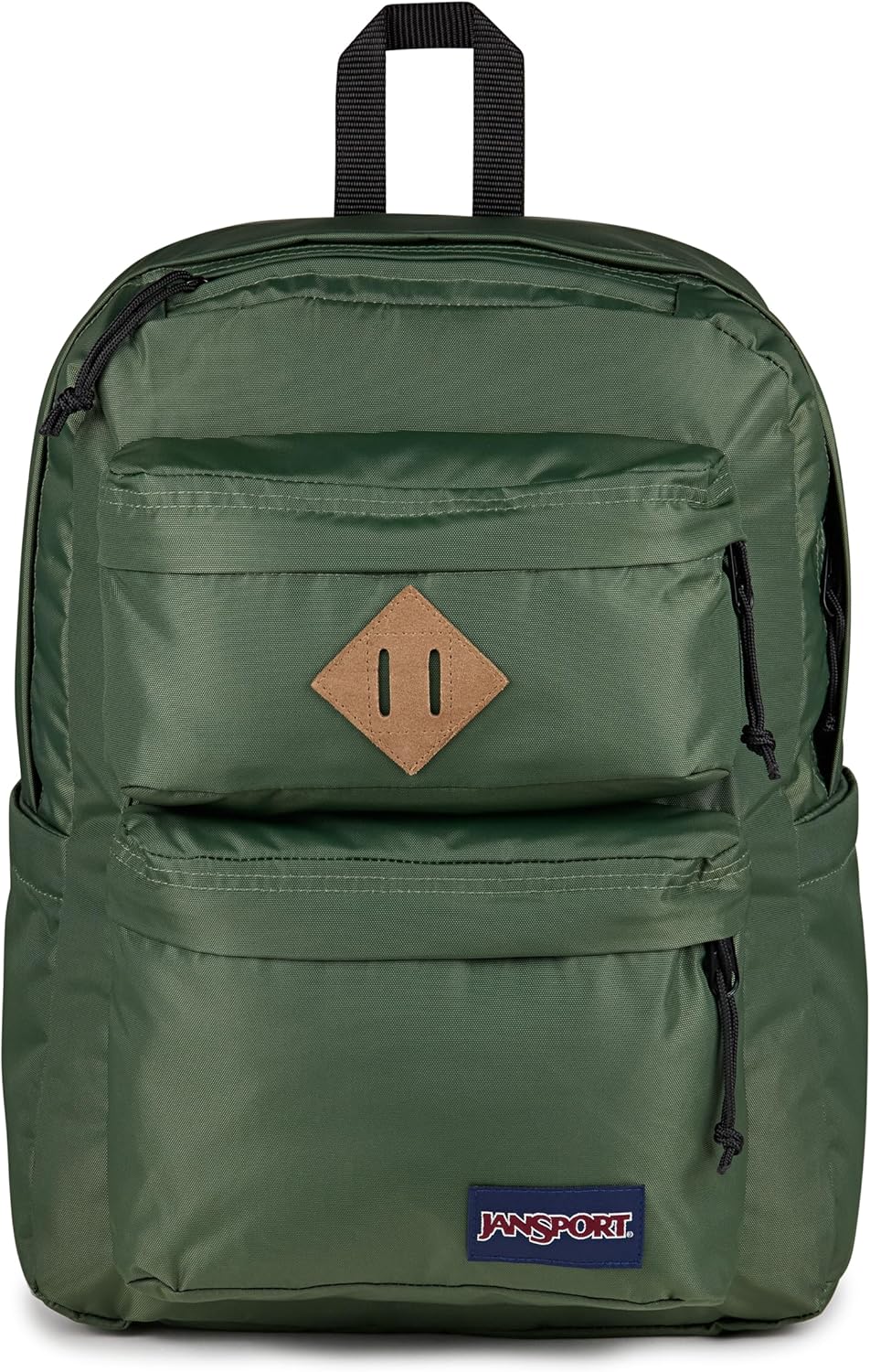 JanSport Double Break Backpack – 15-inch Padded Laptop Compartment, Dual Water Bottle Pockets, Internal Organizer, Large Main Compartment, Cargo Green