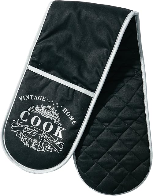 Premier Housewares 100% Cotton Oven Glove Double Oven Gloves Double Oven Mitt Heat Resistant Oven Gloves 83 X 2 X 18 Cm