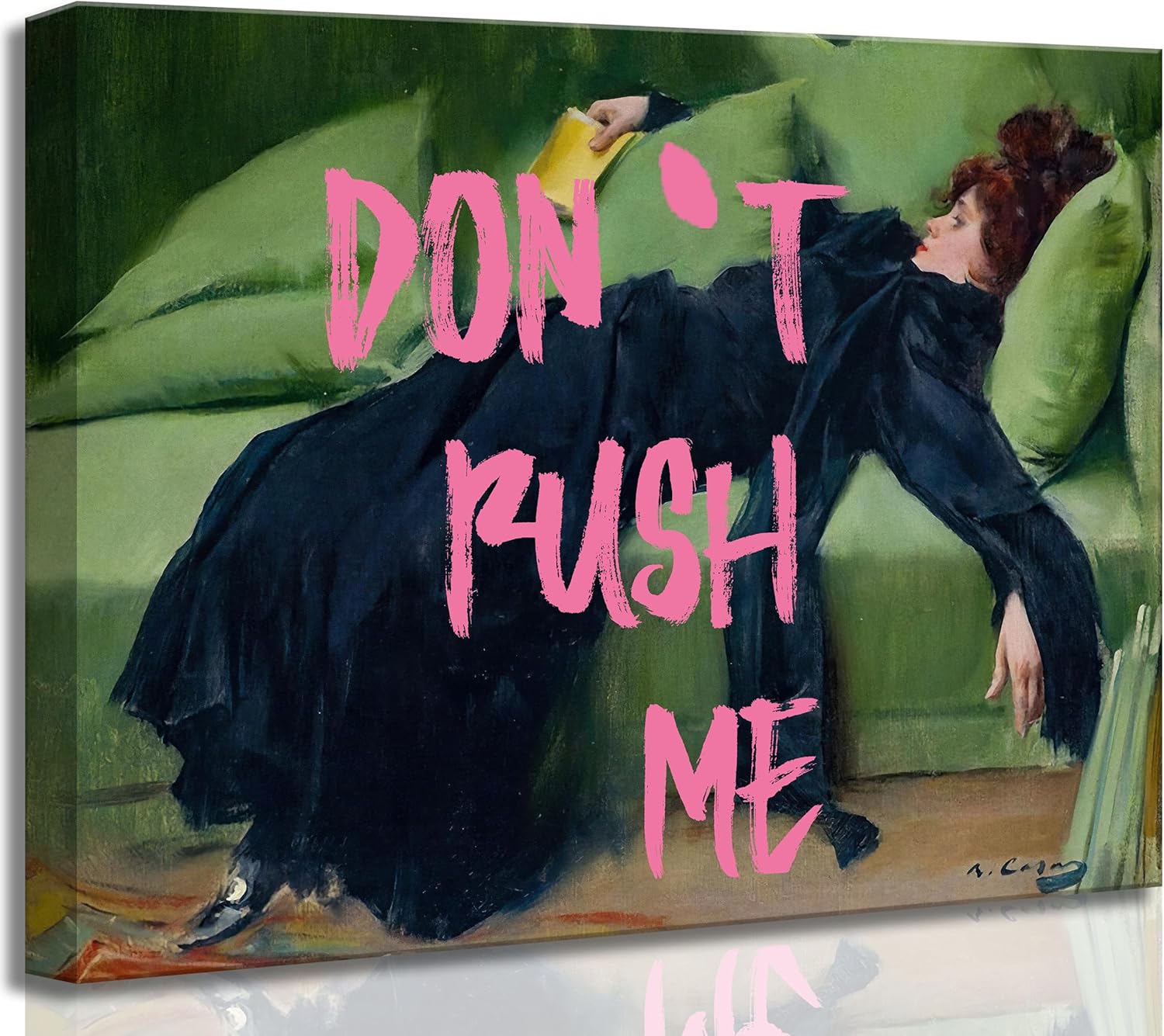 Broad Scale Antique Victorian Canvas Wall Art Don't Rush Me to Change Art Portraits Pictures Wall Decor Eclectic Fashion Cute Vintage Girly Poster Prints for Girls Room Living Room Bedroom Home Decoration