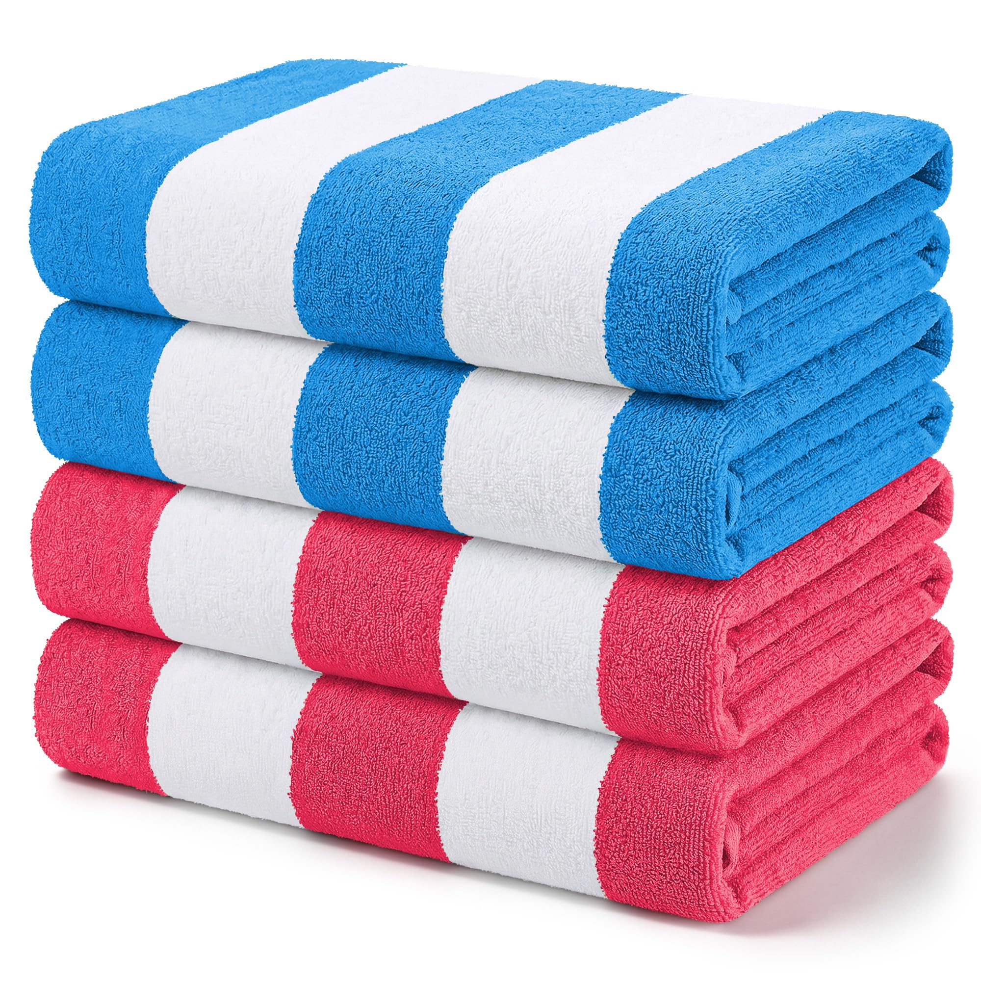 Exclusivo Mezcla 4-Pack Large Microfiber Beach Towels Set, Quick Dry,Pool/Swimming/Bath Towel for Adults/Kids (Blue/Hot Pink, 76cm x 152cm), Lightweight and Highly Absorbent