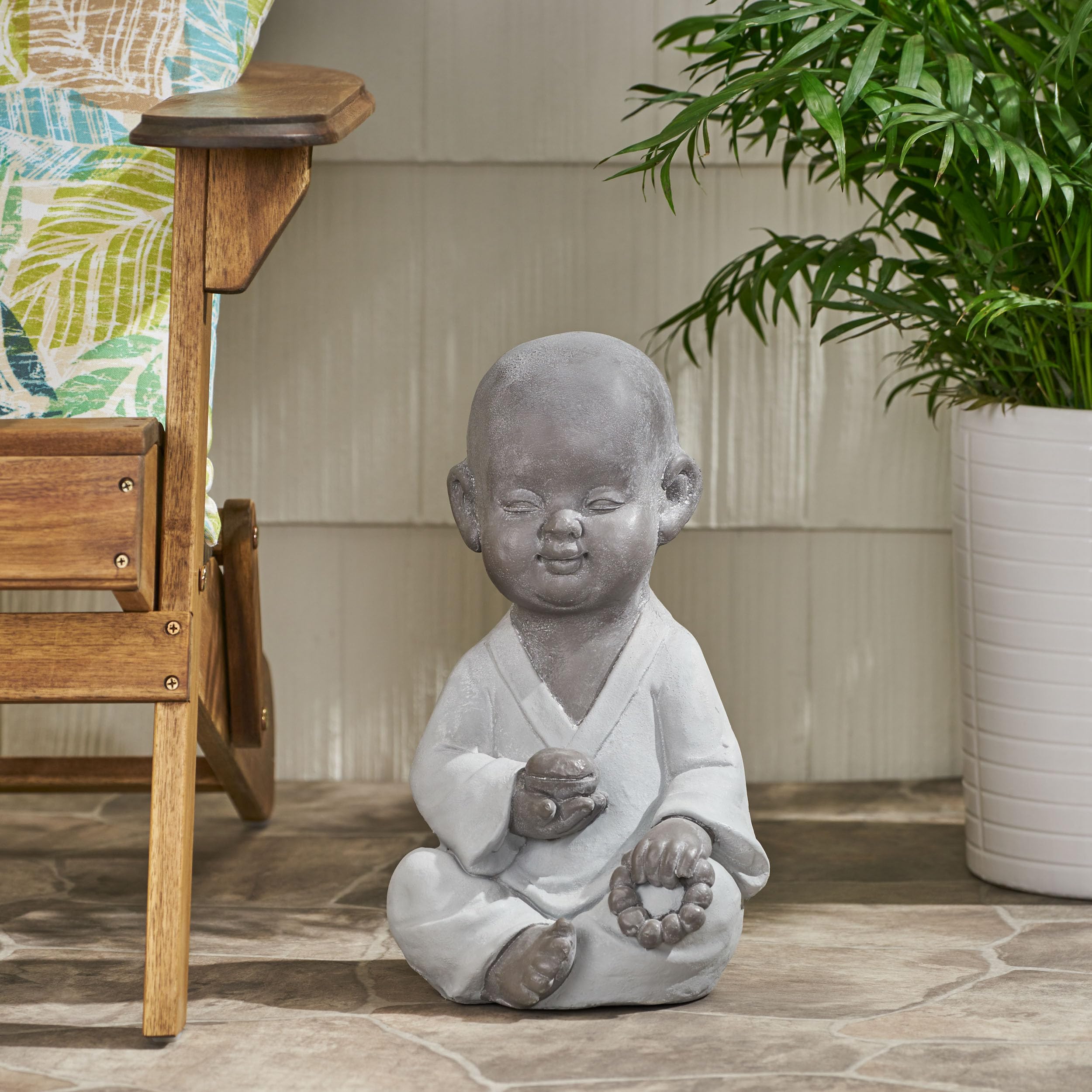 Meditating Baby Buddha Statue - Zen Garden Monk Figurines, Indoor/Outdoor Decor for Home Art Decorations- 15" (Baby Buddha Statue)
