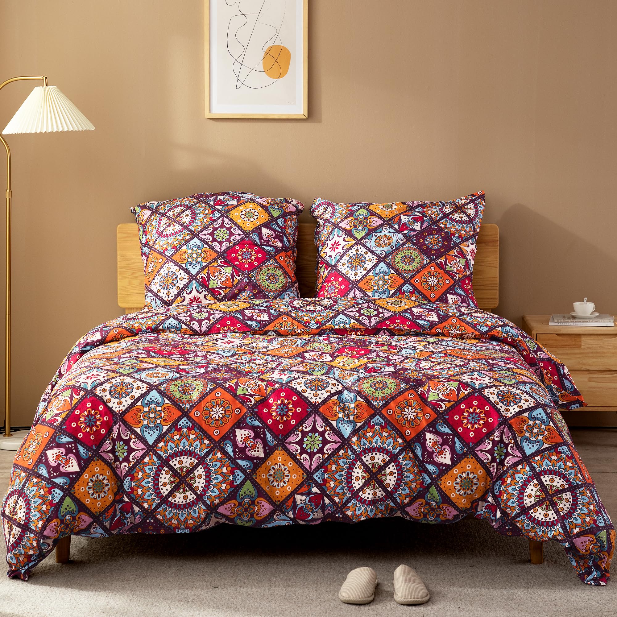 ATsense Ropa de cama de 135 x 200 cm, algodón, multicolor, ropa de cama de 135 x 200 cm, 2 piezas, muy suave, con cremallera, 1 ropa de cama + 1 funda de almohada de 80 x 80 (algodón, cachemira)