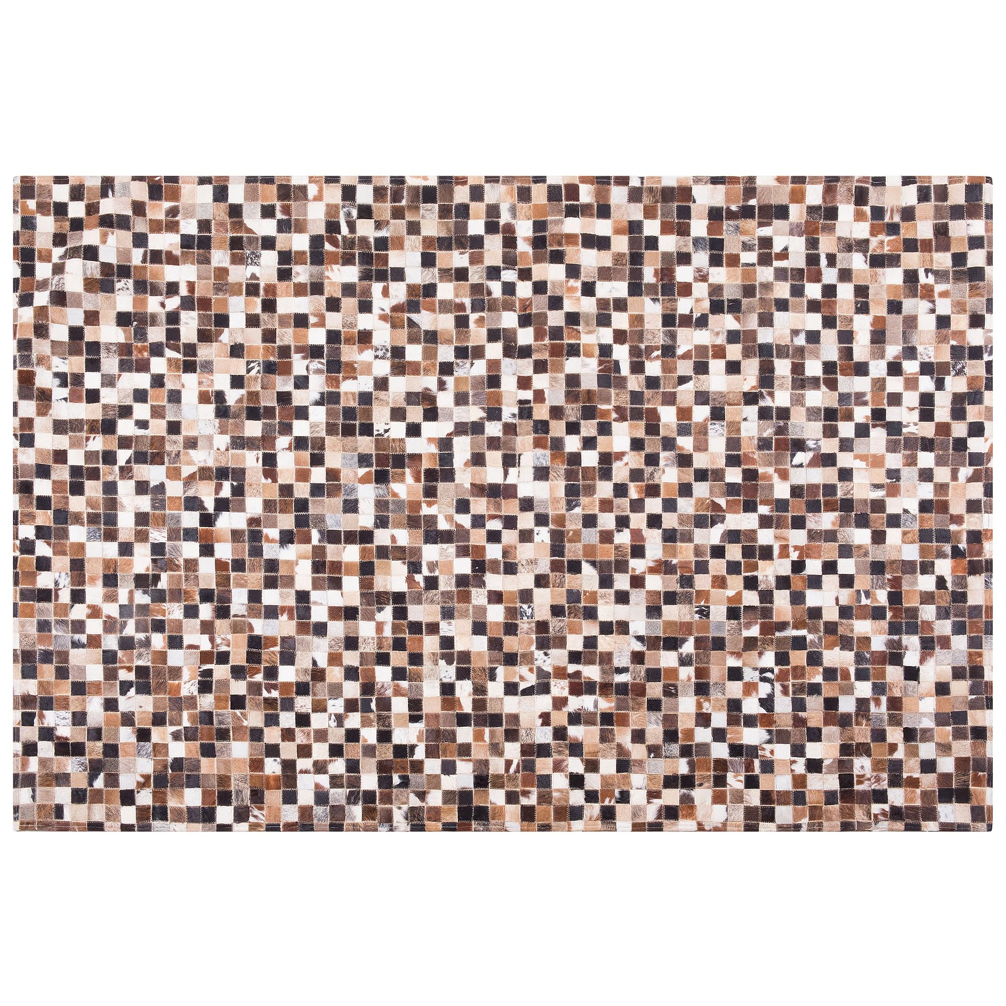 Beliani Tapis Rectangulaire Beige et Marron en Cuir Patchwork pour Intérieur au Style Moderne 160 x 230 cm