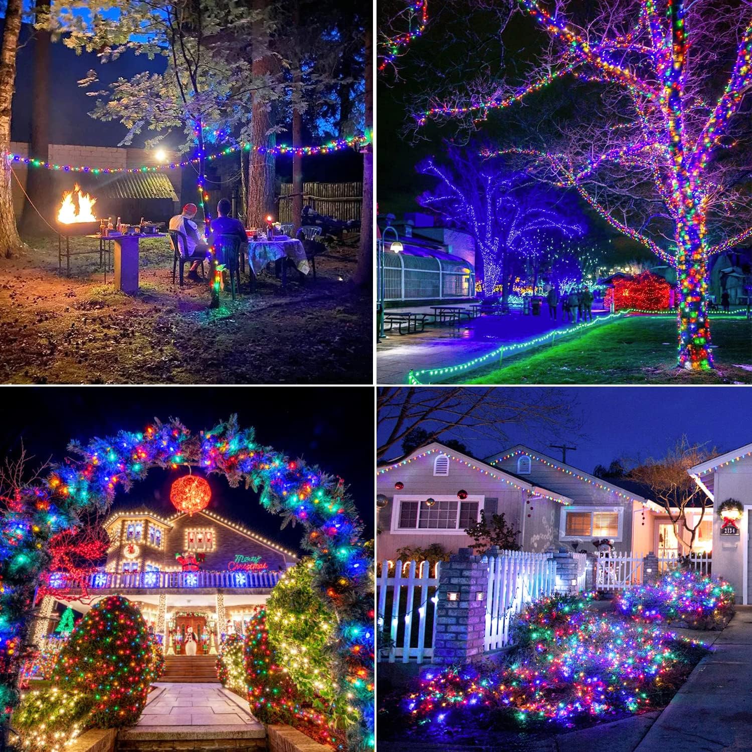 JMEXSUSS 2 Pack Solar String Lights Outdoor Waterproof, 33ft 100 LED Multicolor Solar Christmas Lights, 8 Modes Copper Wire Mini Solar Fairy Lights for Patio Garden Party Wedding Christmas Decorations